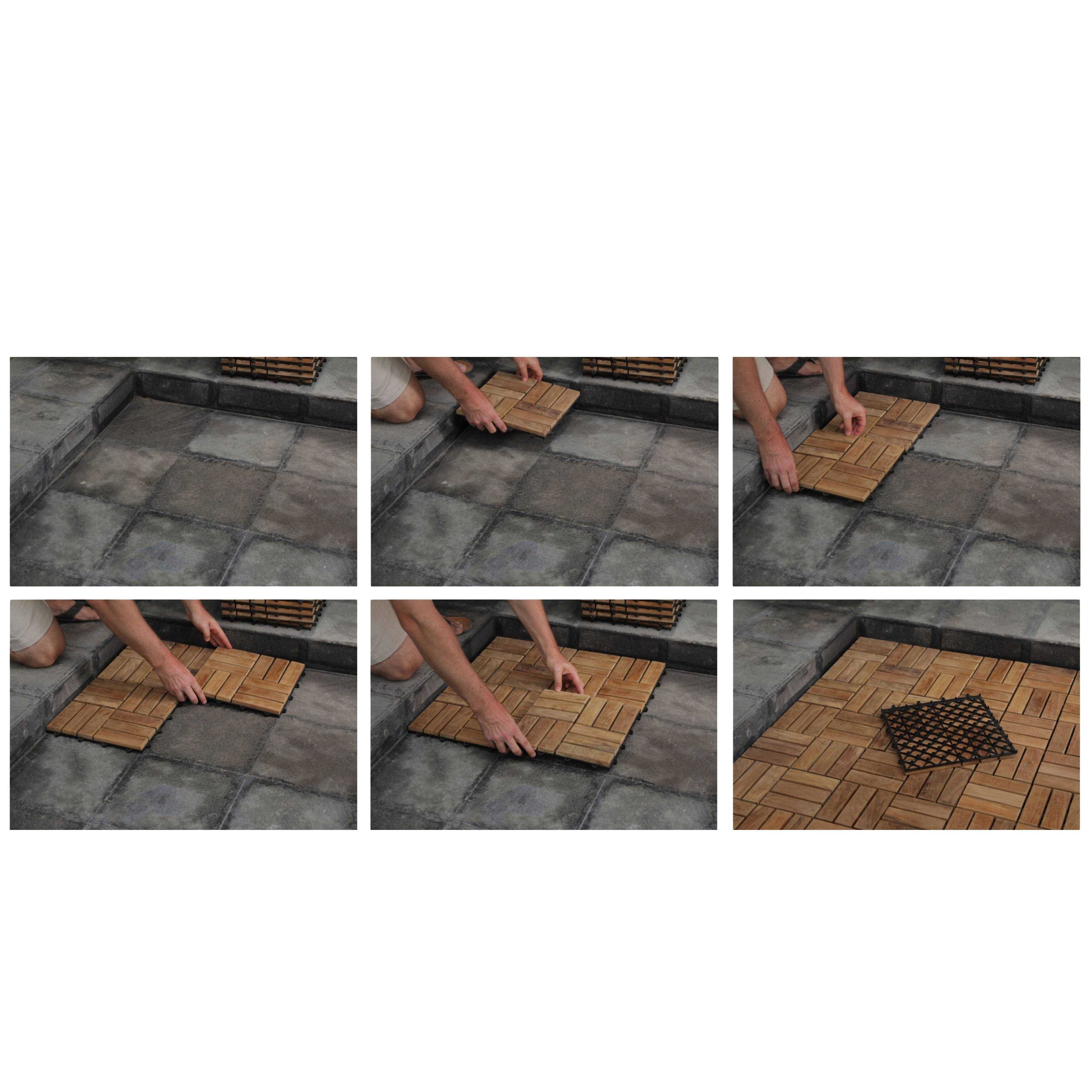 Bare Decor EZ-Floor Interlocking Flooring Tiles in Solid Teak Wood - Cheap Fitting