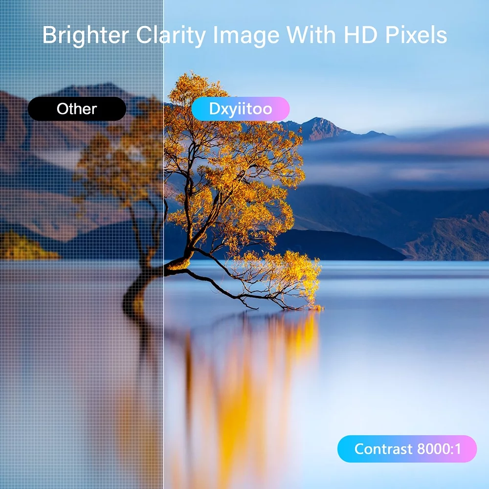 Dxyiitoo Mini Projector Built in DVD Player,8000LM HD 1080P LCD Technology Display,Home Theater Projector Compatible with TV Stick/Phone/ Laptop/Tablet/USB/SD - Cheap Fitting