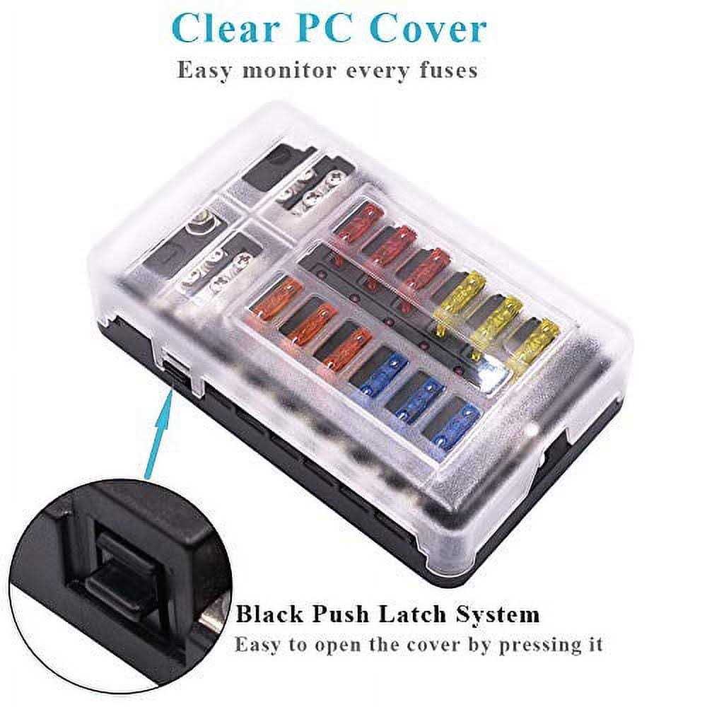 Wupp Boat Marine Fuse Block Panel with LED Warning Indicator Damp-Proof Cover - Cheap Fitting