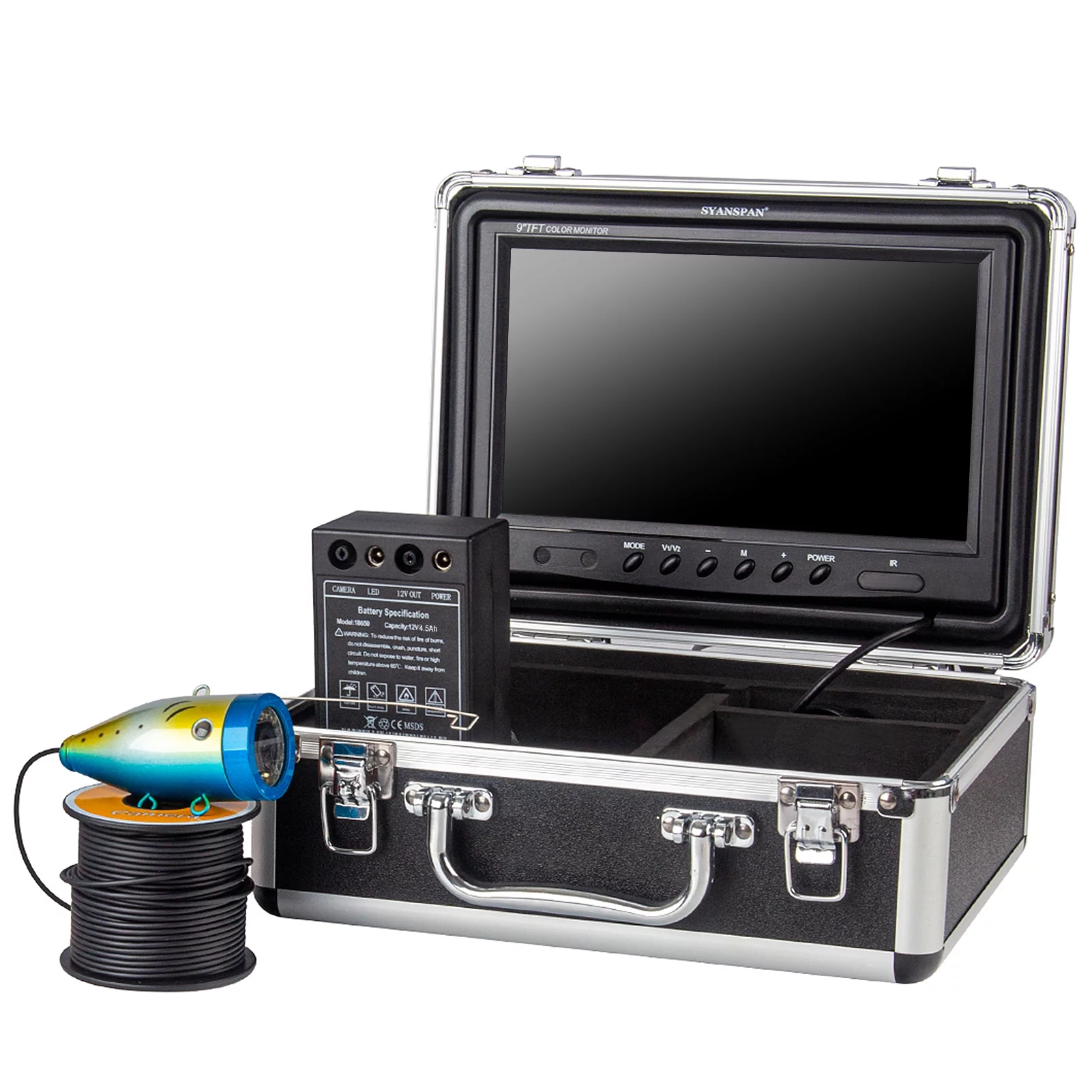 SYANSPAN 9 Inch 1200TVL Underwater Fishing Camera Fish Finder 12 Infrared LED Lamps 15M/30M/50M for Ice Sea Fishing - Cheap Fitting