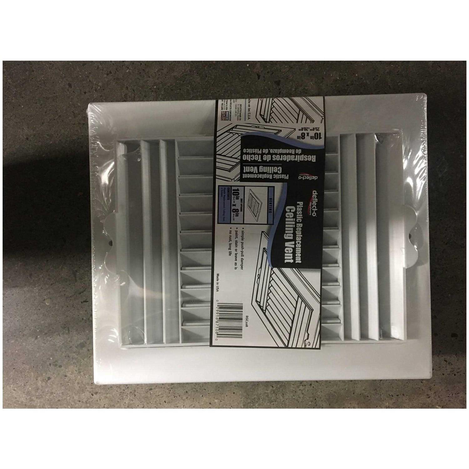 Deflect-O Jordan 10 in. H x 8 in. W 3-Way White Plastic Ceiling Register - Cheap Fitting
