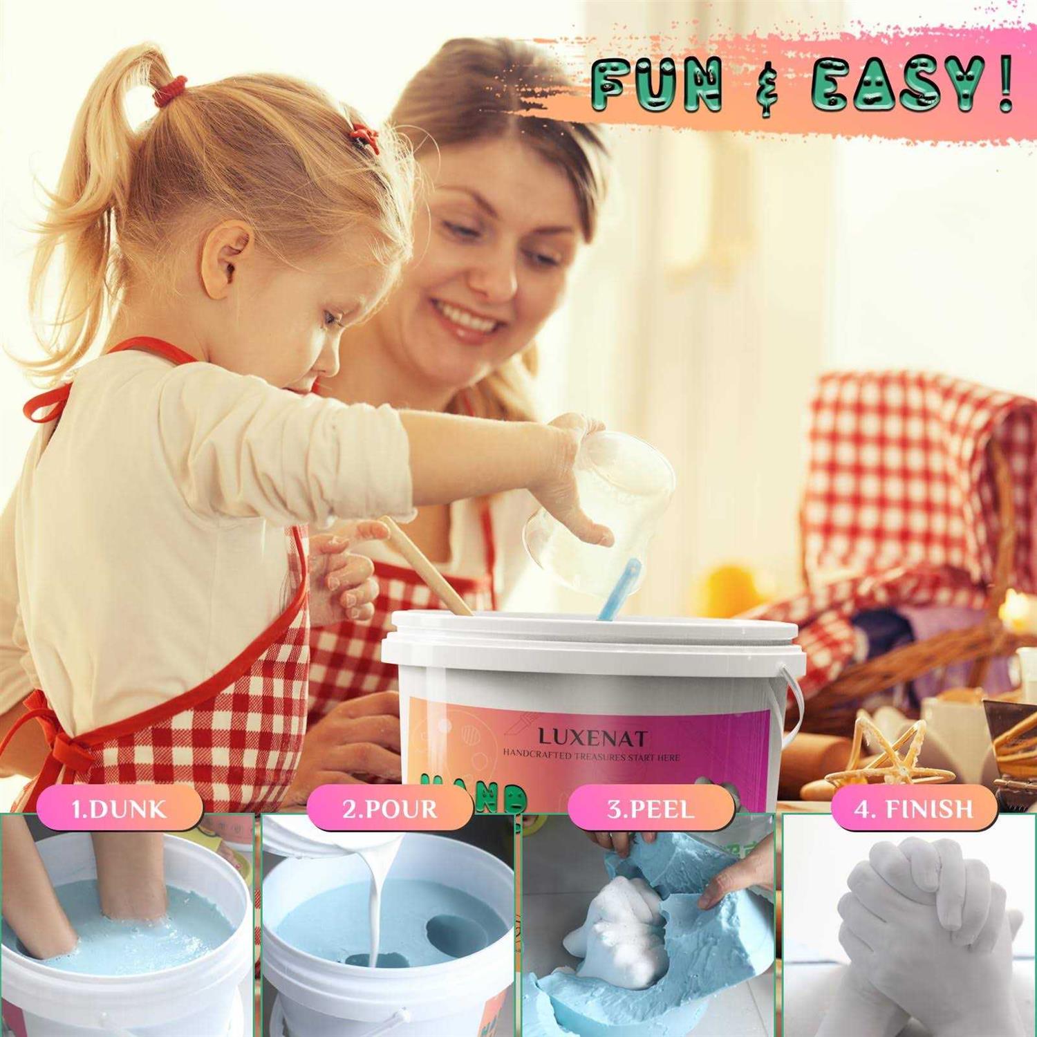 Hand Casting Kit DIY Hand Plaster Mold Kit, Includes Glass Dome Cloche with String Lights, Wooden Base and Paint Set - Cheap Fitting