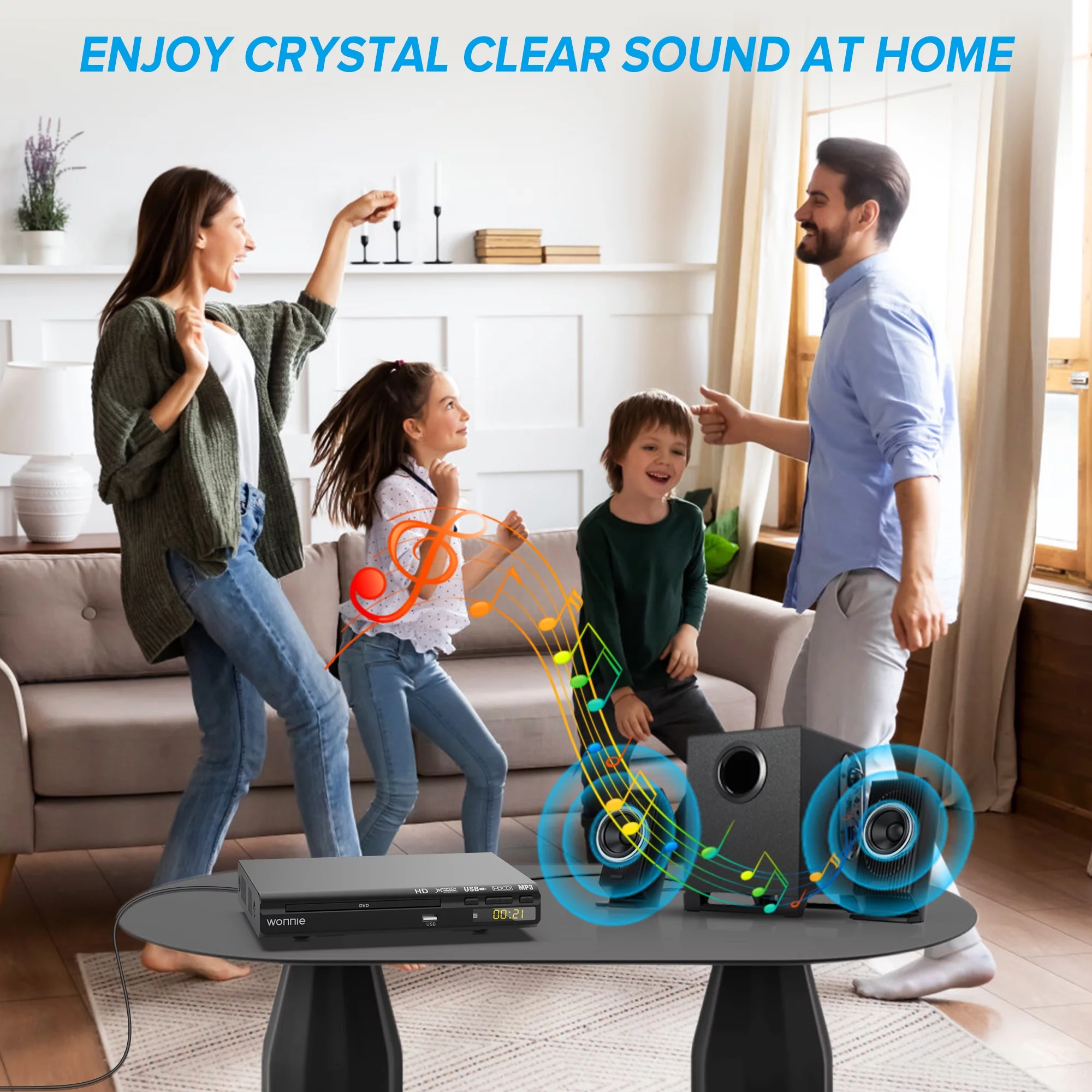 WONNIE HD DVD Player for TV, CD Players for Home with HD/AV/Coaxial Output &USB Input, Built in PAL/NTSC System, HDMI/AV Cable and Full Function Remote Control Included - Cheap Fitting