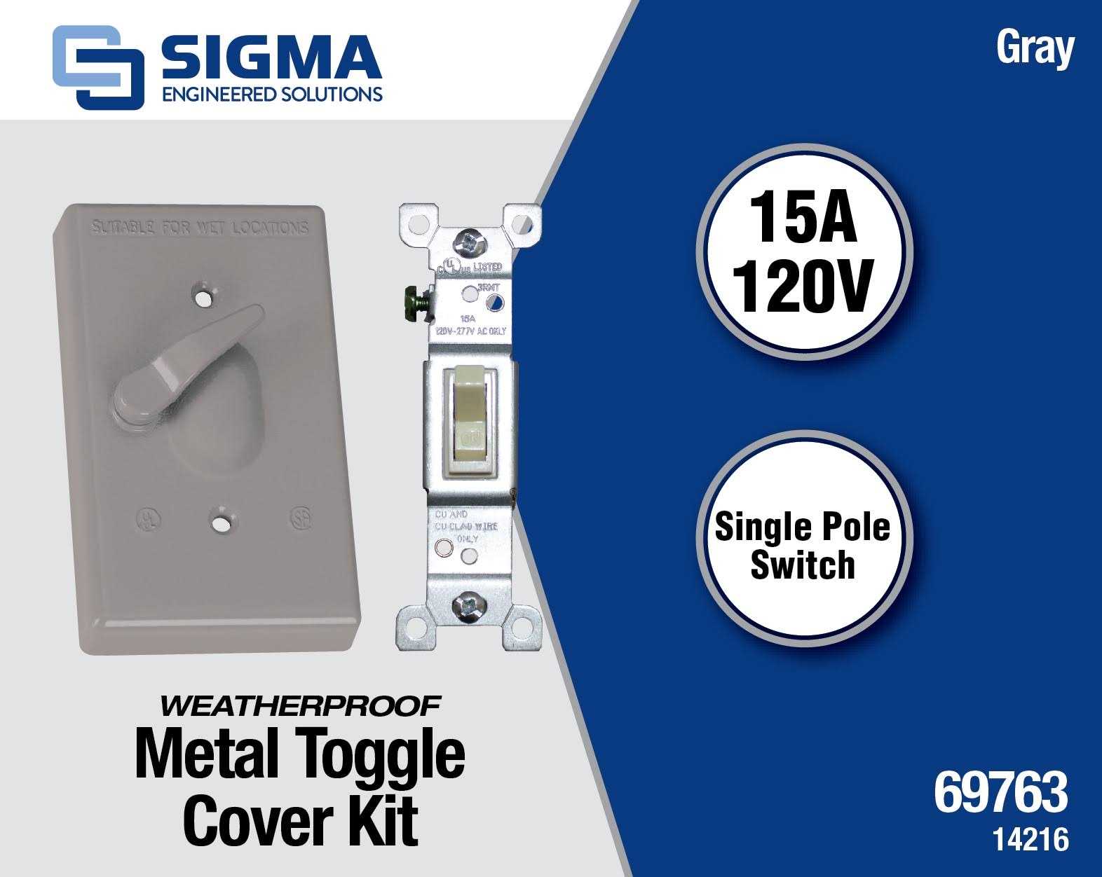 Sigma Electric Toggle Switch and Weatherproof Cover 1 gang Gray - Cheap Fitting