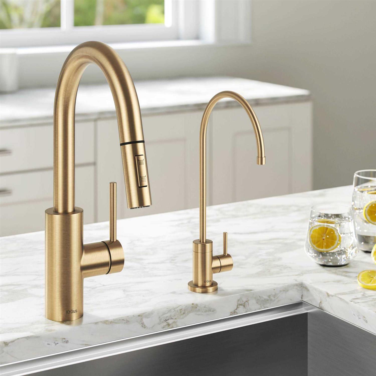 Kraus Oletto Pull-Down Kitchen Faucet and Purita Water Filter Faucet Combo KPF-2620-FF-100CH - Cheap Fitting