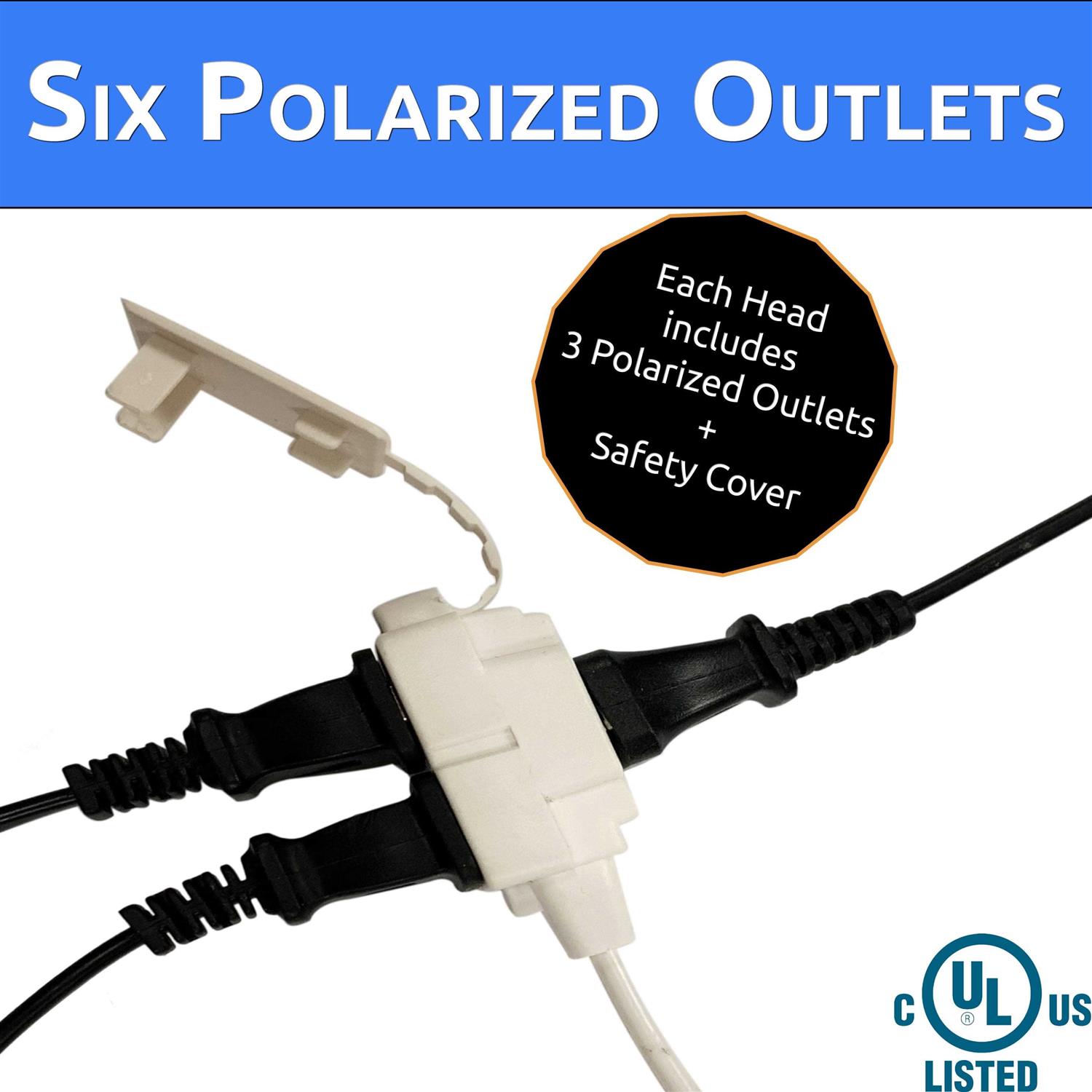 W4w Twin Extension Cord Power Strip 12 Foot Cord 6 feet on Each Side - Cheap Fitting