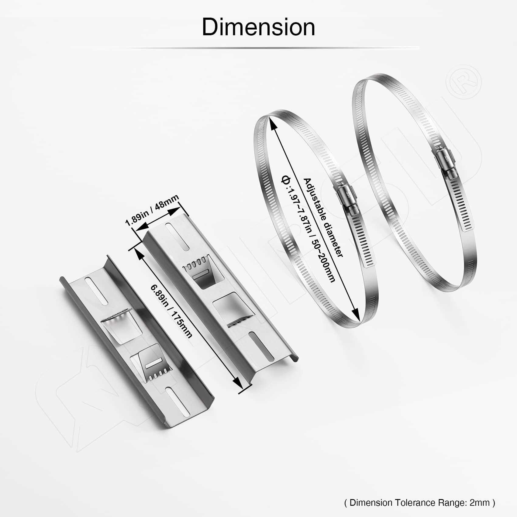 QILIPSU Pole Mounting Kits 304 Stainless Brackets with Adjustable 50-200mm Clamp for Outdoor Waterproof Junction Box - Cheap Fitting