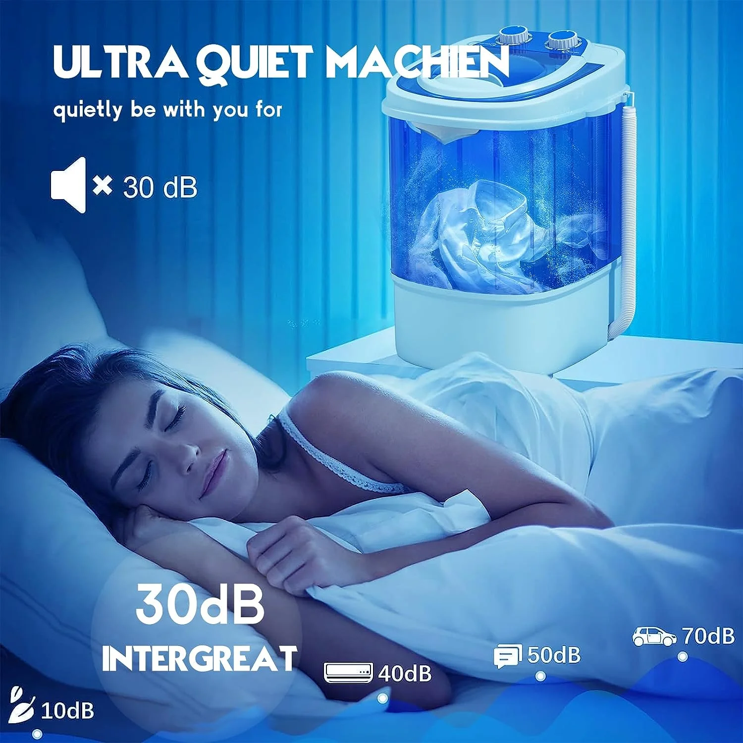 Portable Mini Washing Machine 5.7 lbs Single Bucket Washing Drying 2 in 1 Washer with Drain Hose, Blue - Cheap Fitting