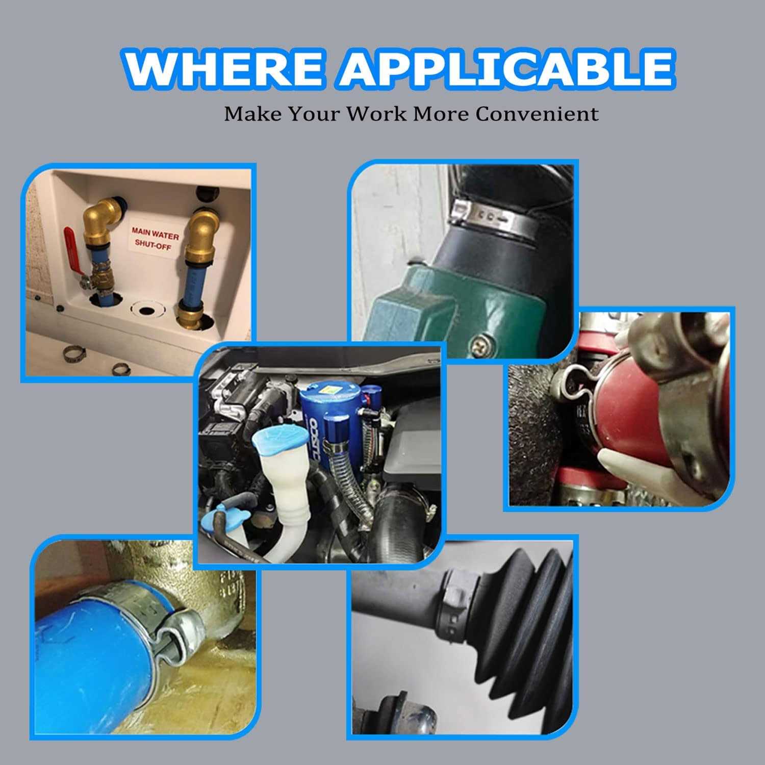 JWGJW PEX Clamp Cinch Tool Crimping Tool Crimper for Stainless Steel Clamps from 3/8to 1 with 1/2 22pcs and 3/4 10pcs PEX Clamps - Cheap Fitting