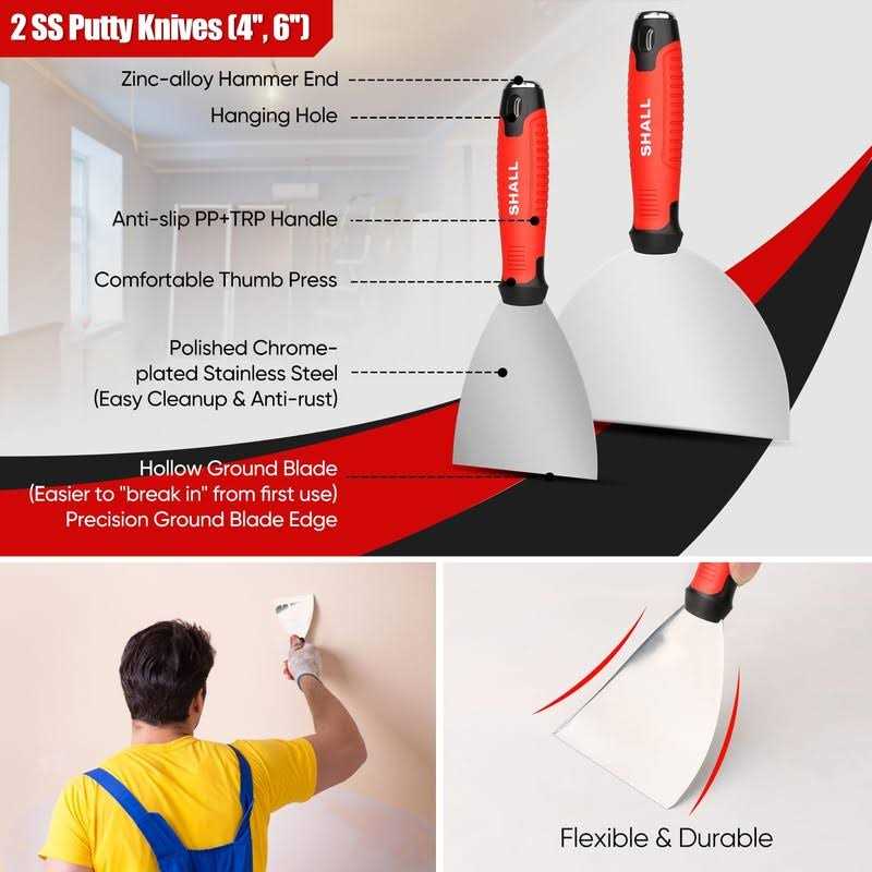 Shall Drywall knife Set 7 Pcs Stainless Steel Drywall Hand Tool Kit Includes Putty knife - Cheap Fitting