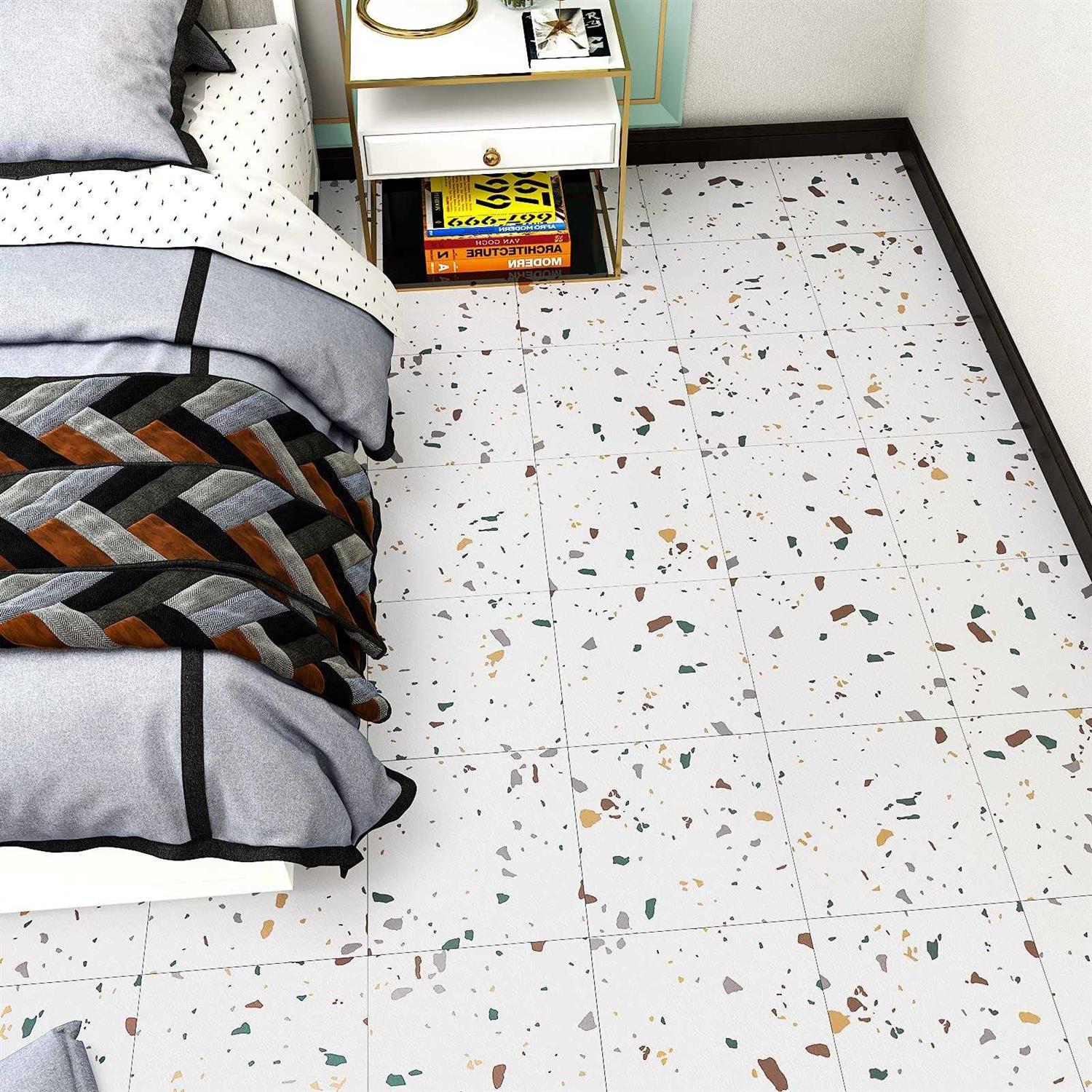 WESTICK Peel and Stick Floor Tile Bathroom Self Adhesive Vinyl Flooring Durable Floor Tiles Peel and Stick Waterproof Removable - Cheap Fitting