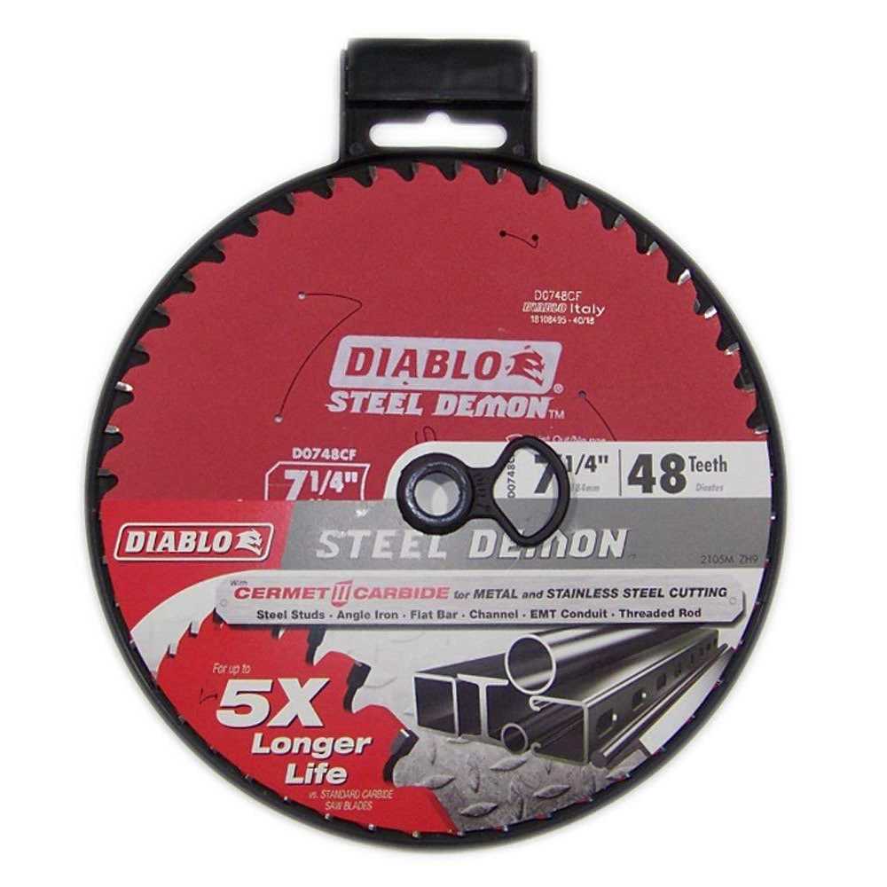 Freud Diablo D0748CF Steel DEMON 7 1/4 inch 48 Teeth Metal and Stainless Steel cutting Saw Blade CERMET II Carbide Up to 5X Longer Life - Cheap Fitting