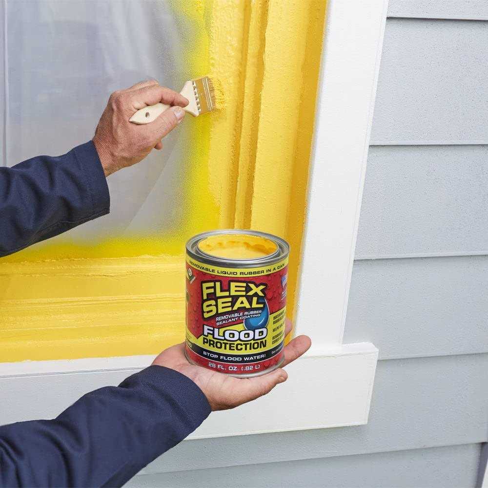 Flex Seal Family of Products Flood Protection Yellow Liquid Rubber Sealant Coating 28 oz 1026654 - Cheap Fitting