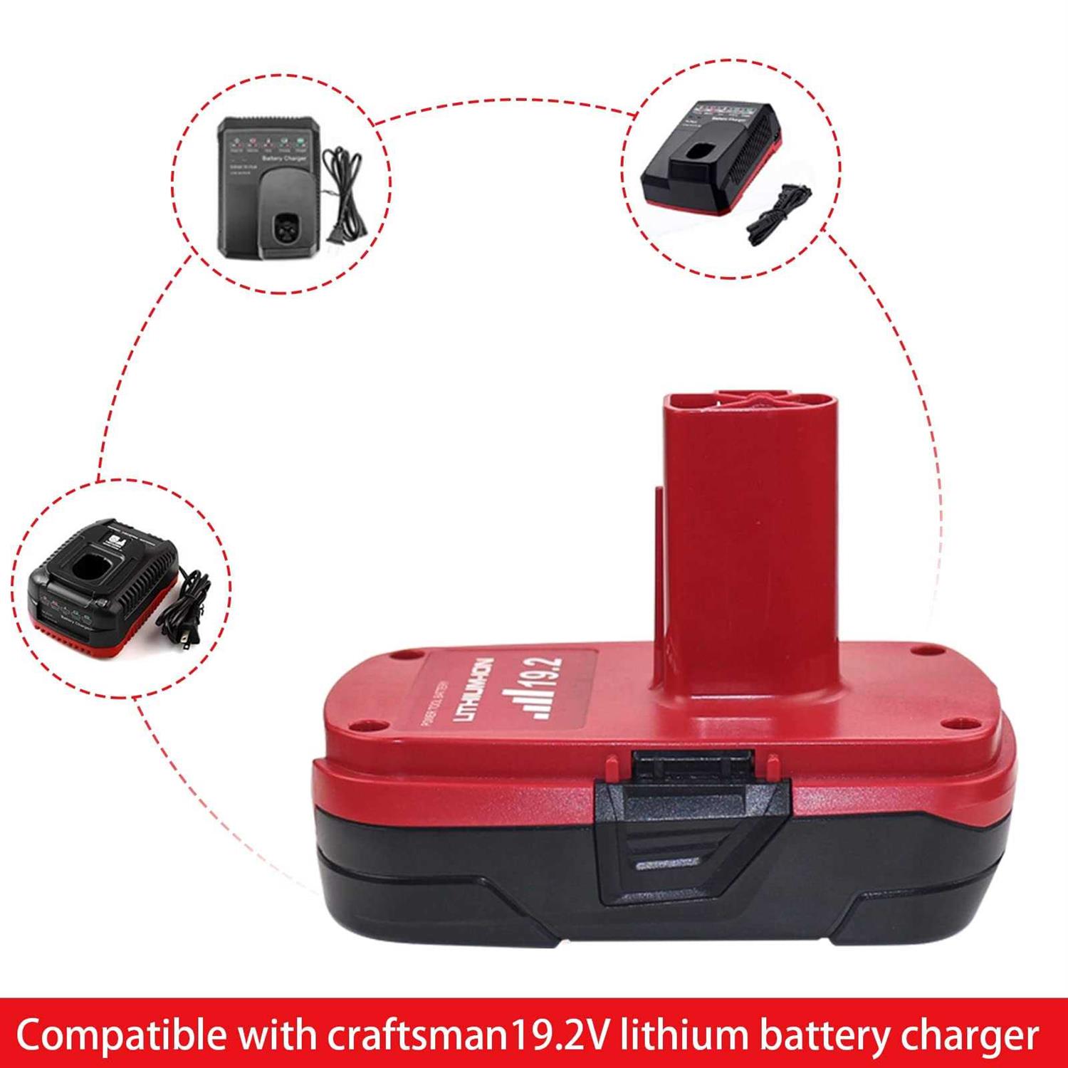 2 Packs 3.0Ah 19.2V DieHard C3 Battery Compatible with Craftsman 19.2 Volt Battery Lithium ion 11375 11376 130279005 1323903 130211004 130279003 - Cheap Fitting