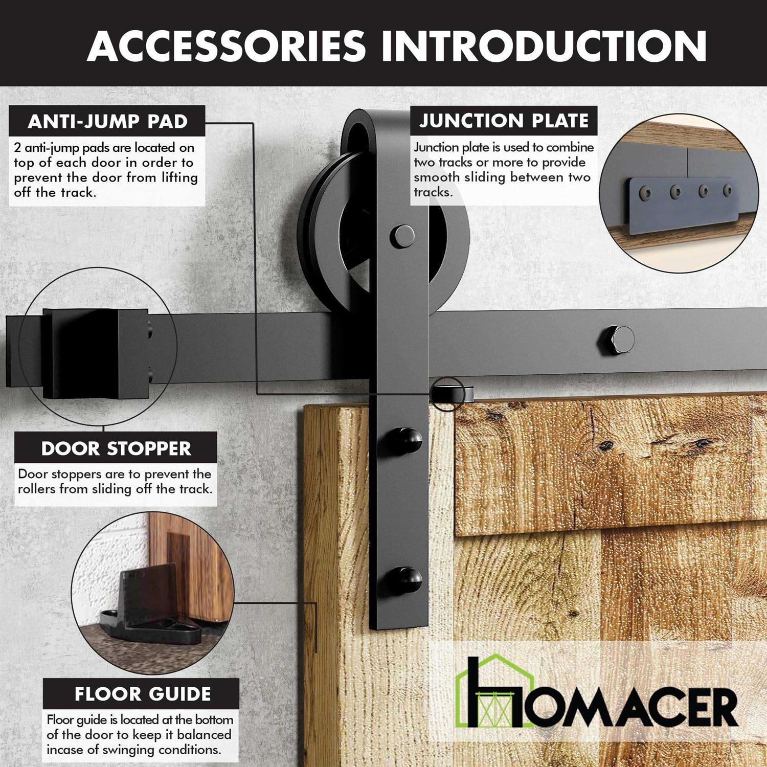 HOMACER Rustic Black Indoor/Outdoor Spoke Wheel Barn Door Hardware Kit - Cheap Fitting