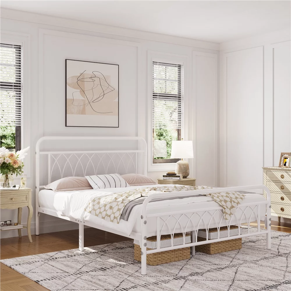 SmileMart Metal Platform Bed Frame with Headboard and Footboard, Queen, Black - Cheap Fitting