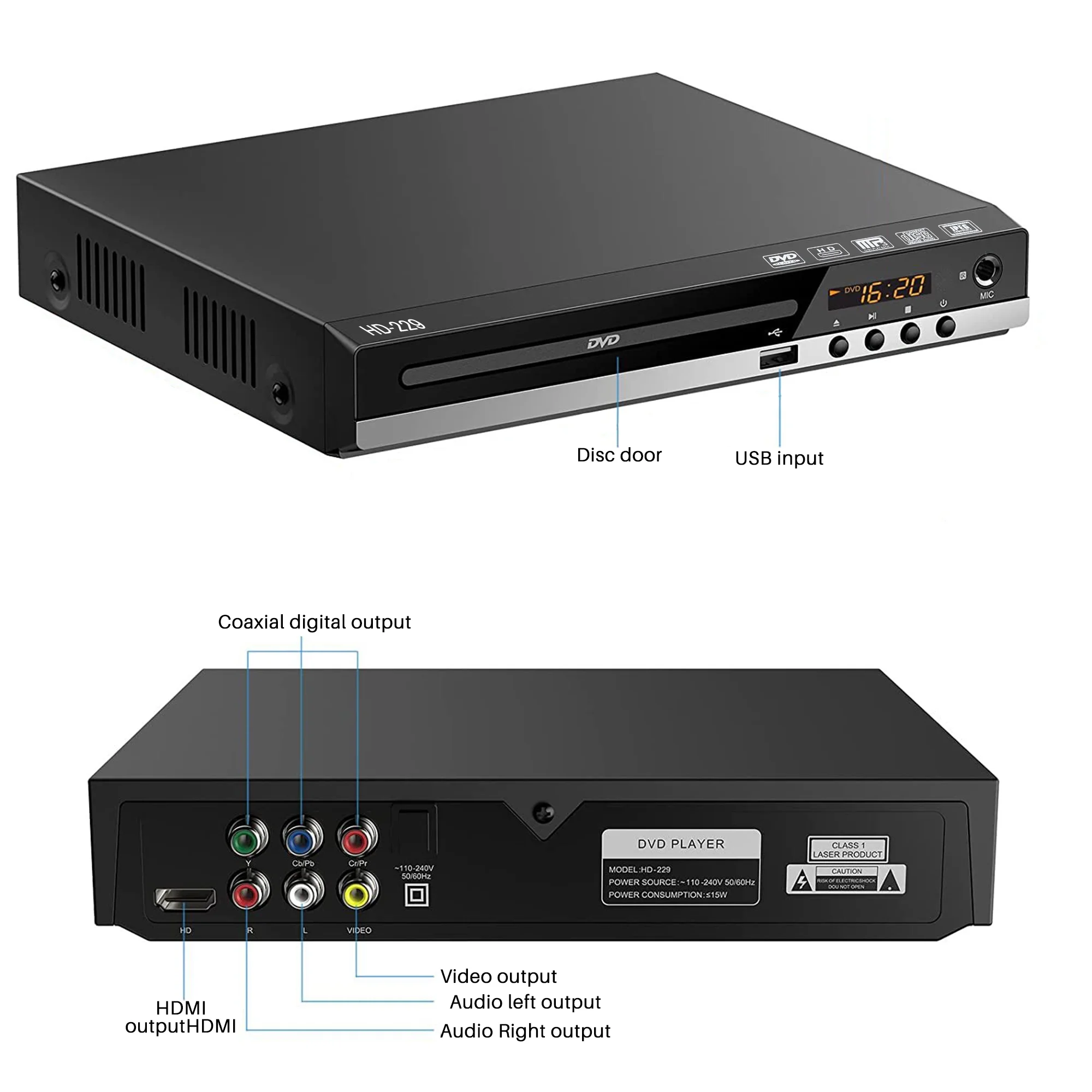 BCOOSS DVD Player for TV with remote 1080P CD Player for Home - Cheap Fitting