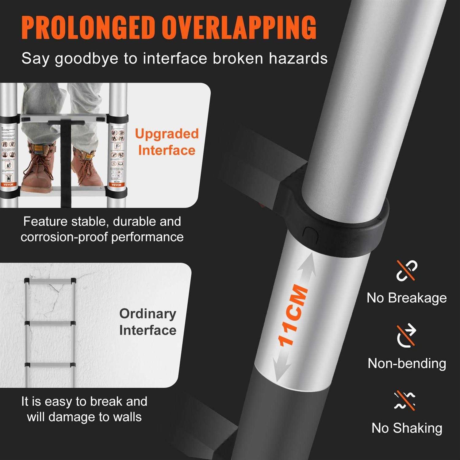 VEVOR 10.5 ft Aluminum Folding Extension Ladder VEVOR - Cheap Fitting