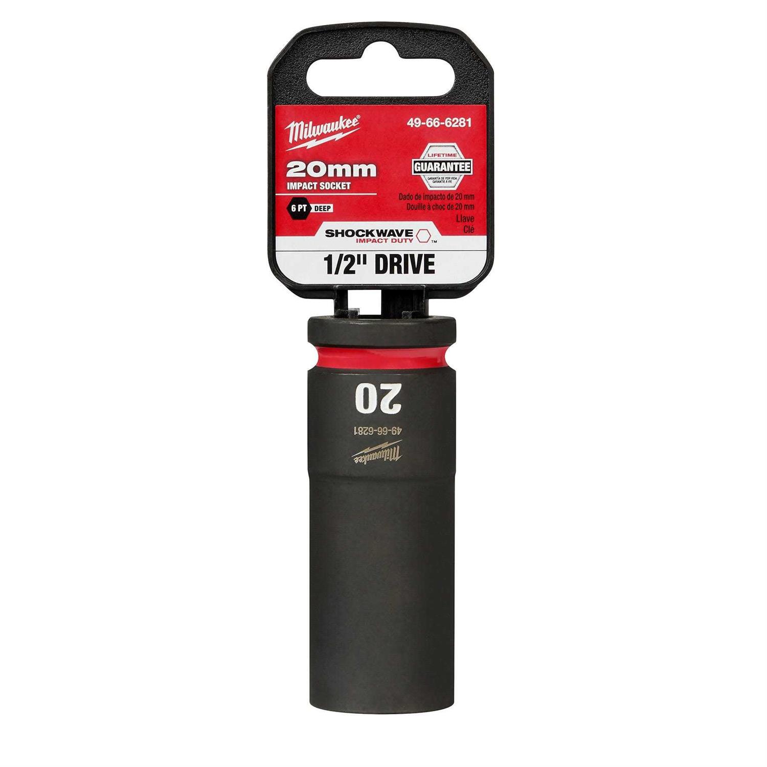 Milwaukee 49-66-6281 SHOCKWAVE Impact Duty 1/2 Drive 20MM Deep 6 Point Socket - Cheap Fitting