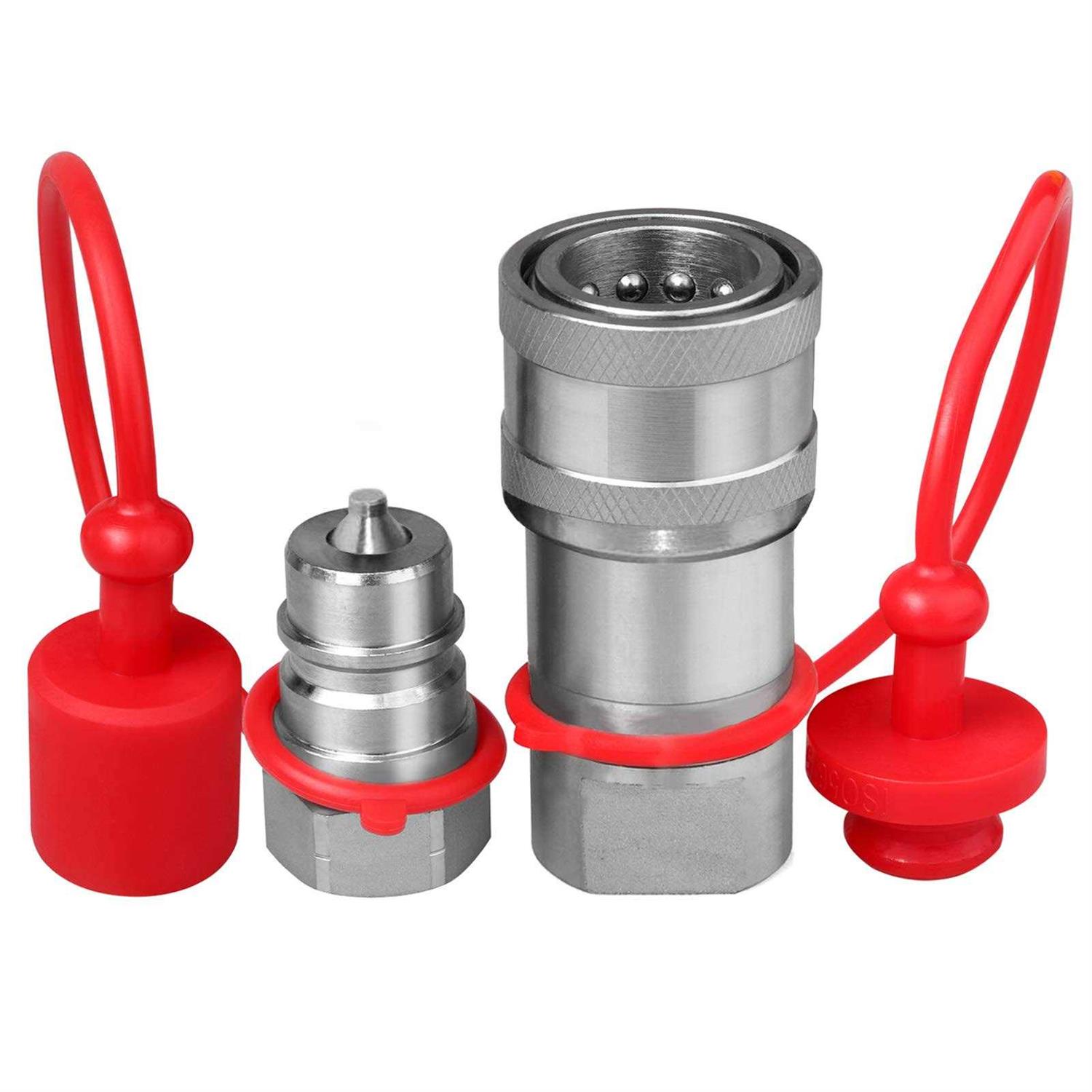 Hydraulic Quick Connect Couplers/Couplings 1/4 NPT ISO 7241-B With Dust Caps - Cheap Fitting