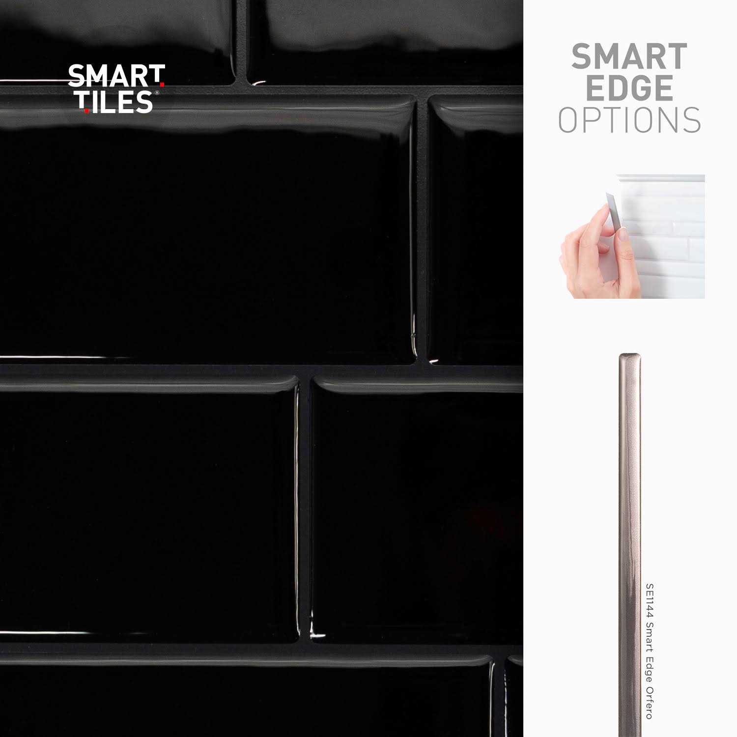Smart Tiles Metro Nero Black 9-in X 11-in Glossy Resin Brick Subway Peel and Stick Wall Tile - Cheap Fitting