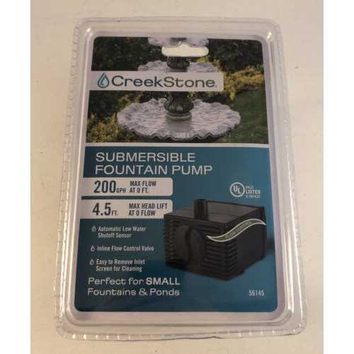 CreekStone 200 GPH Submersible Fountain Pump with Auto Shutoff 56145 - Cheap Fitting