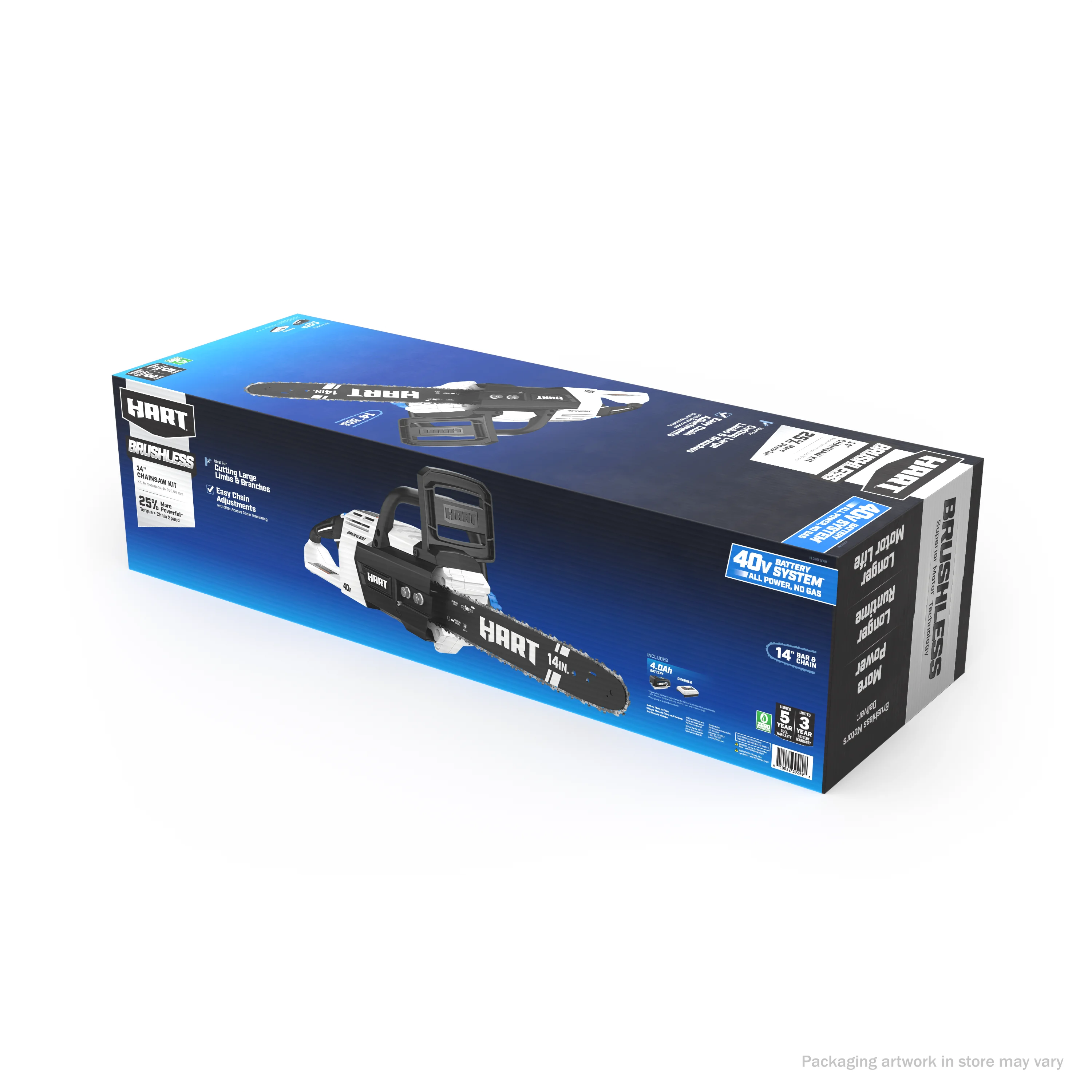 HART 40-Volt 14-inch Battery-Powered Brushless Chainsaw Kit, (1) 4.0Ah Lithium-Ion Battery - Cheap Fitting