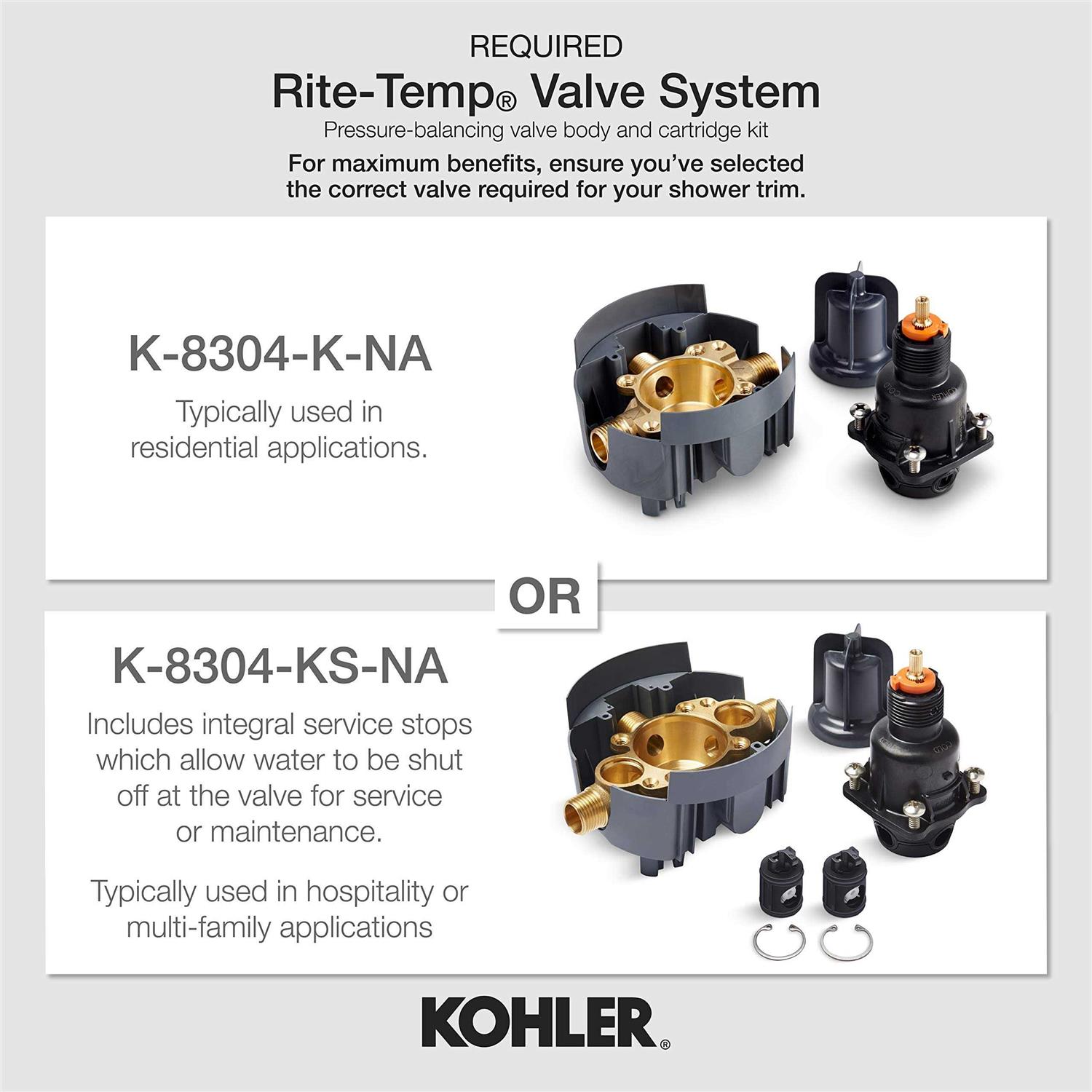 Kohler K-TS397-4 Devonshire Rite-Temp Valve Trim - Cheap Fitting