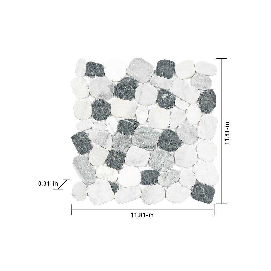 Satori Carrara Nero 12-in x 12-in Honed Natural Stone Quartz Pebble Stone Look Floor and Wall Tile Marble 1001-0298-0 - Cheap Fitting