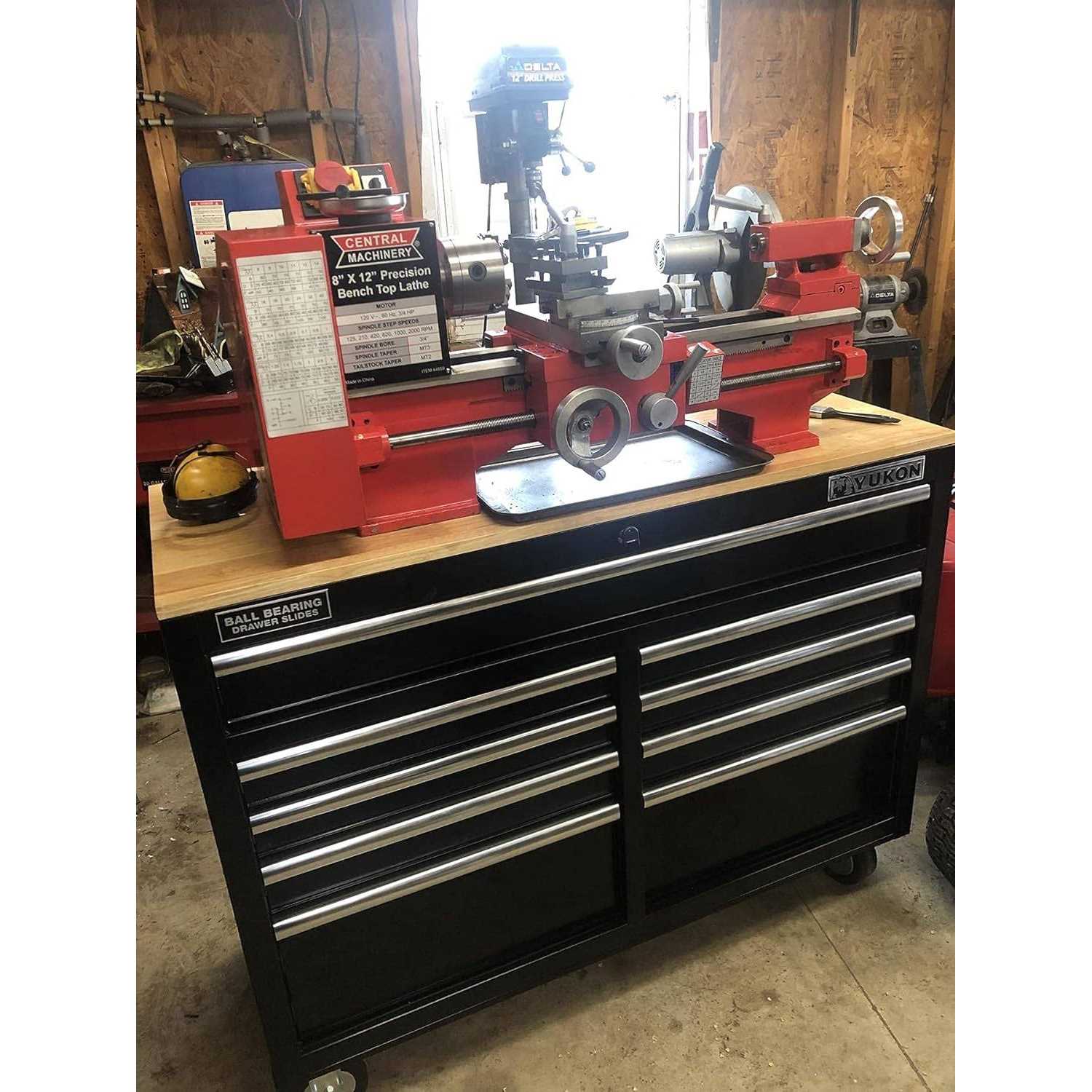 Yukon 46 in. 9-Drawer Mobile Storage Cabinet with Solid Wood Top - Cheap Fitting