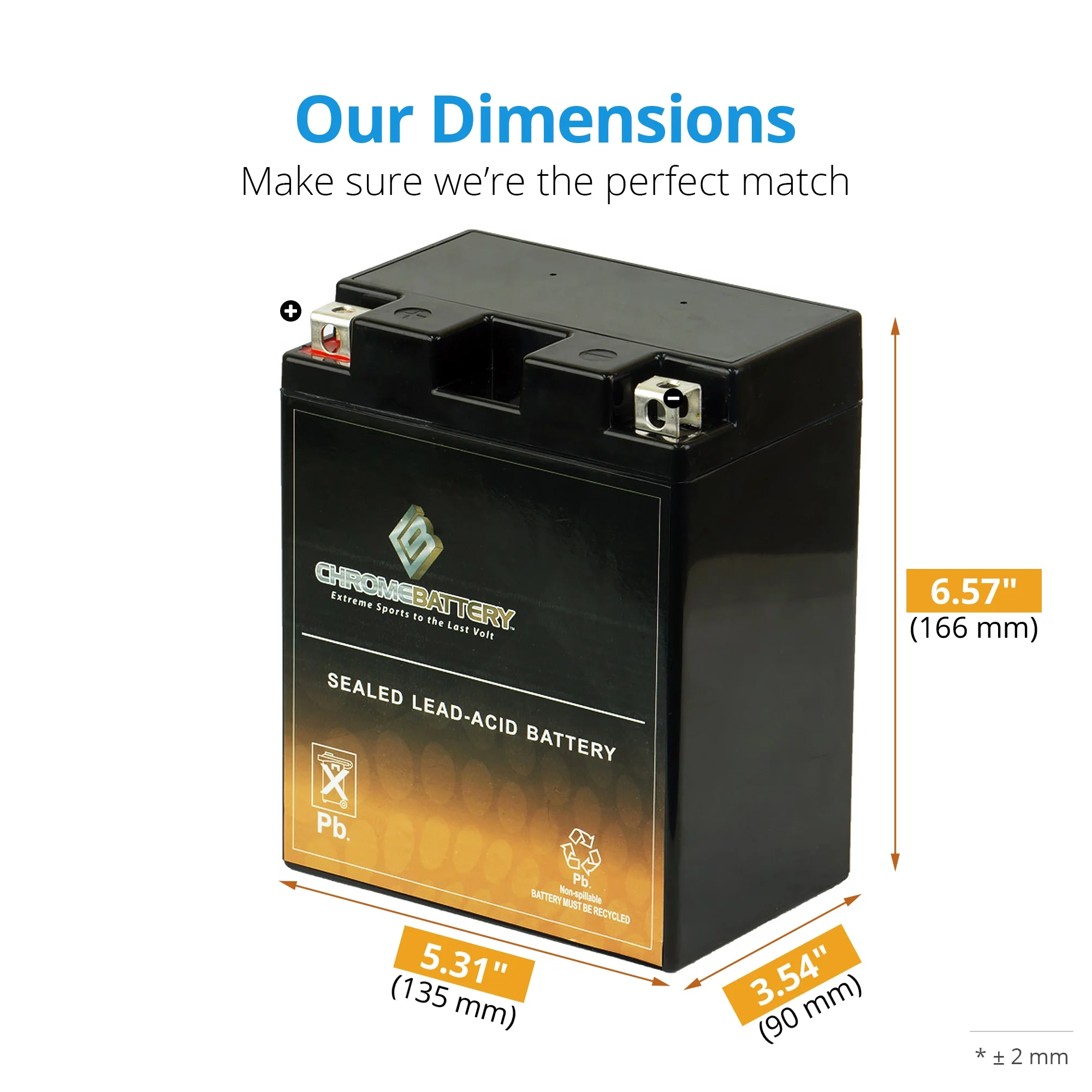 Chrome Battery Ytx14ah-bs (14ah-bs 12 Volts,12 Ah, 210 Cca) Atv Battery for Polaris Ace, Ace Sp 570cc - Year (2015 - 2018) - Cheap Fitting