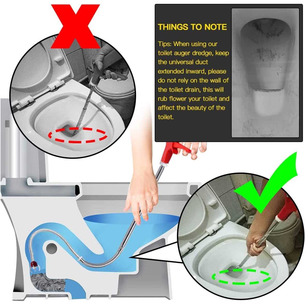 51Toilet Auger Clog Remover Tool with Grabber Flexible Toilet Snake Grabber Unclogger Tool - Cheap Fitting