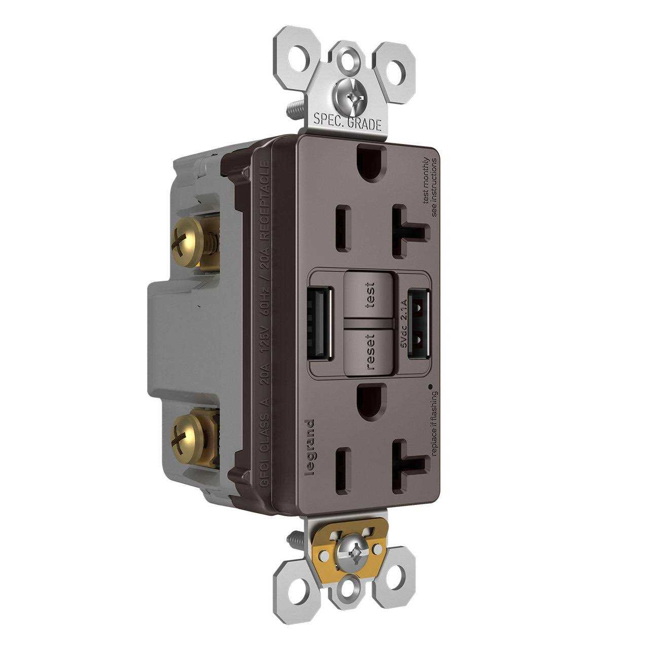Legrand P&S 2097TRUSBAA Self-Test GFCI Receptacle Tamper-Resistant 20A W/USB Aa - Cheap Fitting