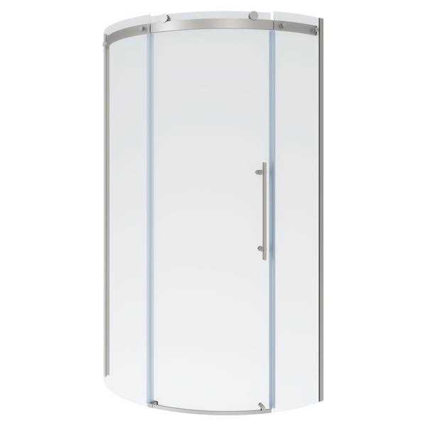 American Standard Elevate Brushed Nickel 34-5/8-in to 35-in x 72-in Frameless Hinged Soft Close Shower Door AM00840400.295 - Cheap Fitting