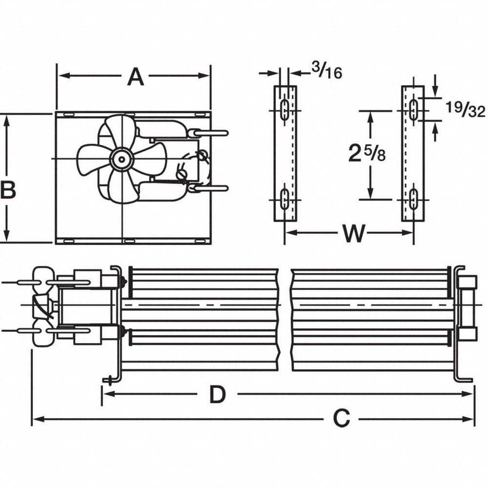 Dayton 1TDU8 Rectangular OEM Blower 2750 RPM - Cheap Fitting
