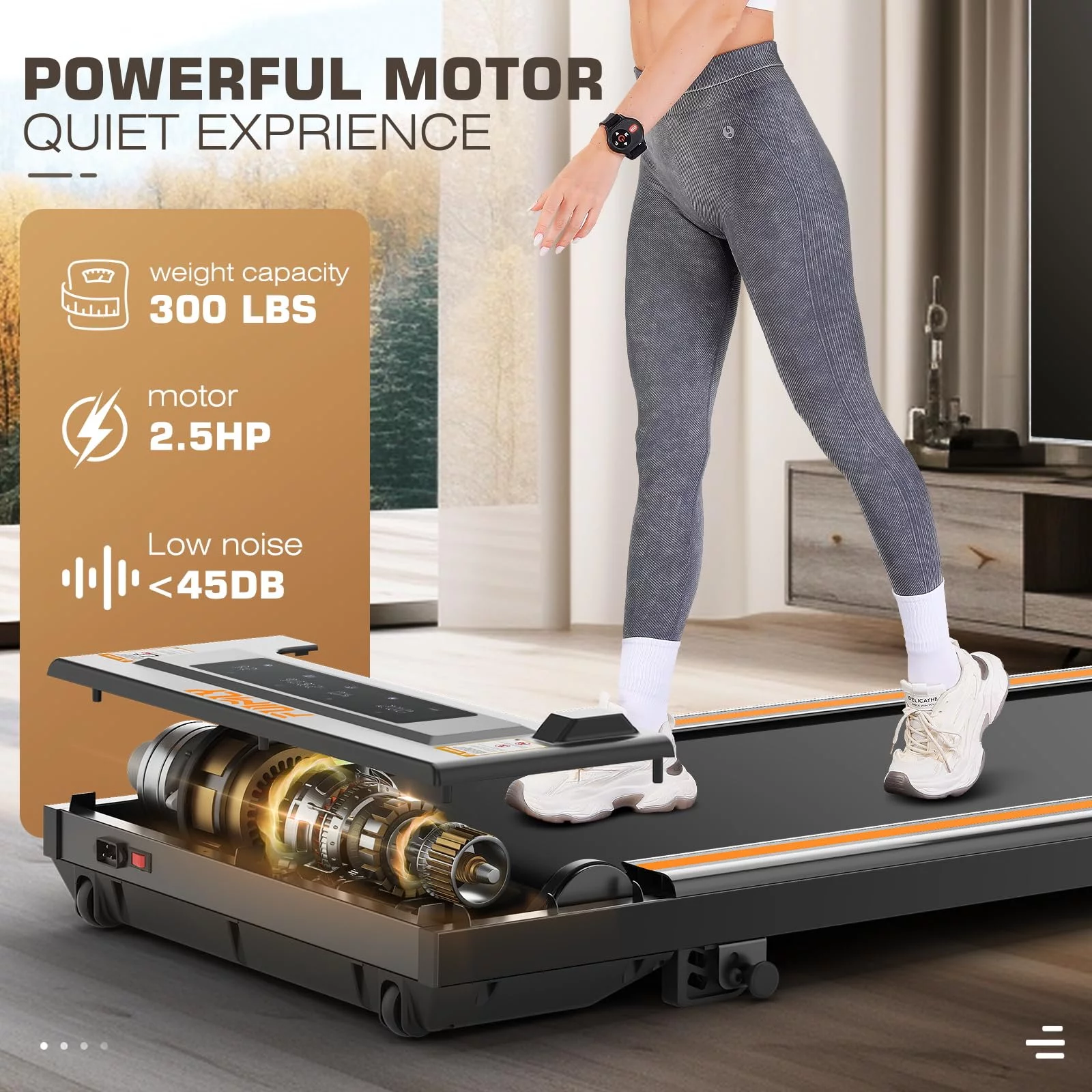 FUNMILY Under Desk Treadmill with Remote Control, LED Touch Screen Treadmill Ultra-Quiet, 300lbs Weight Capacity Walking Pad Treadmill for Home Office,Black - Cheap Fitting