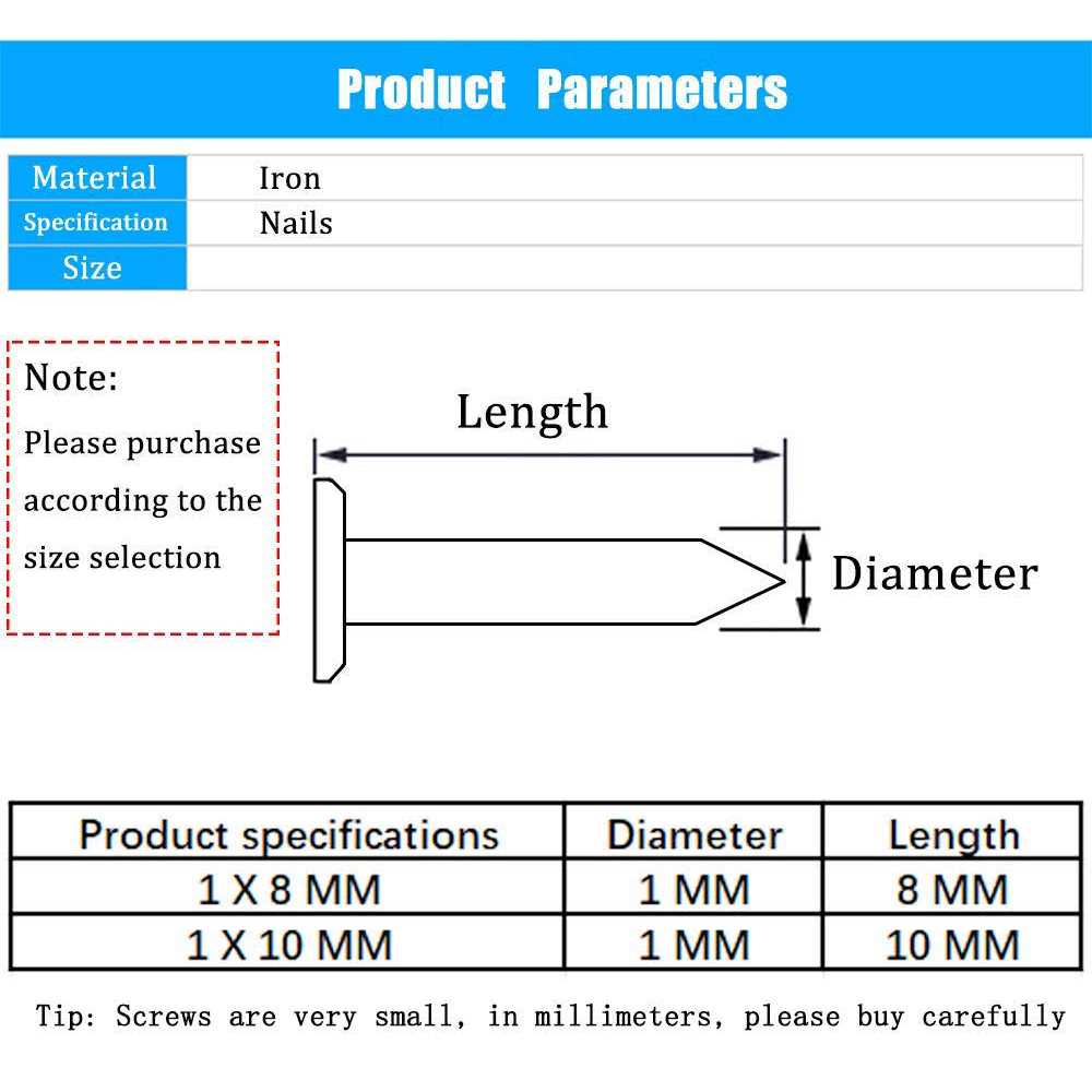 newlng Small Nail Round Head Tiny Nails String Art Nails Hand-Made Hardware Accessories Fasteners Mini Nails 500PCS 1 X 10mm Silver - Cheap Fitting