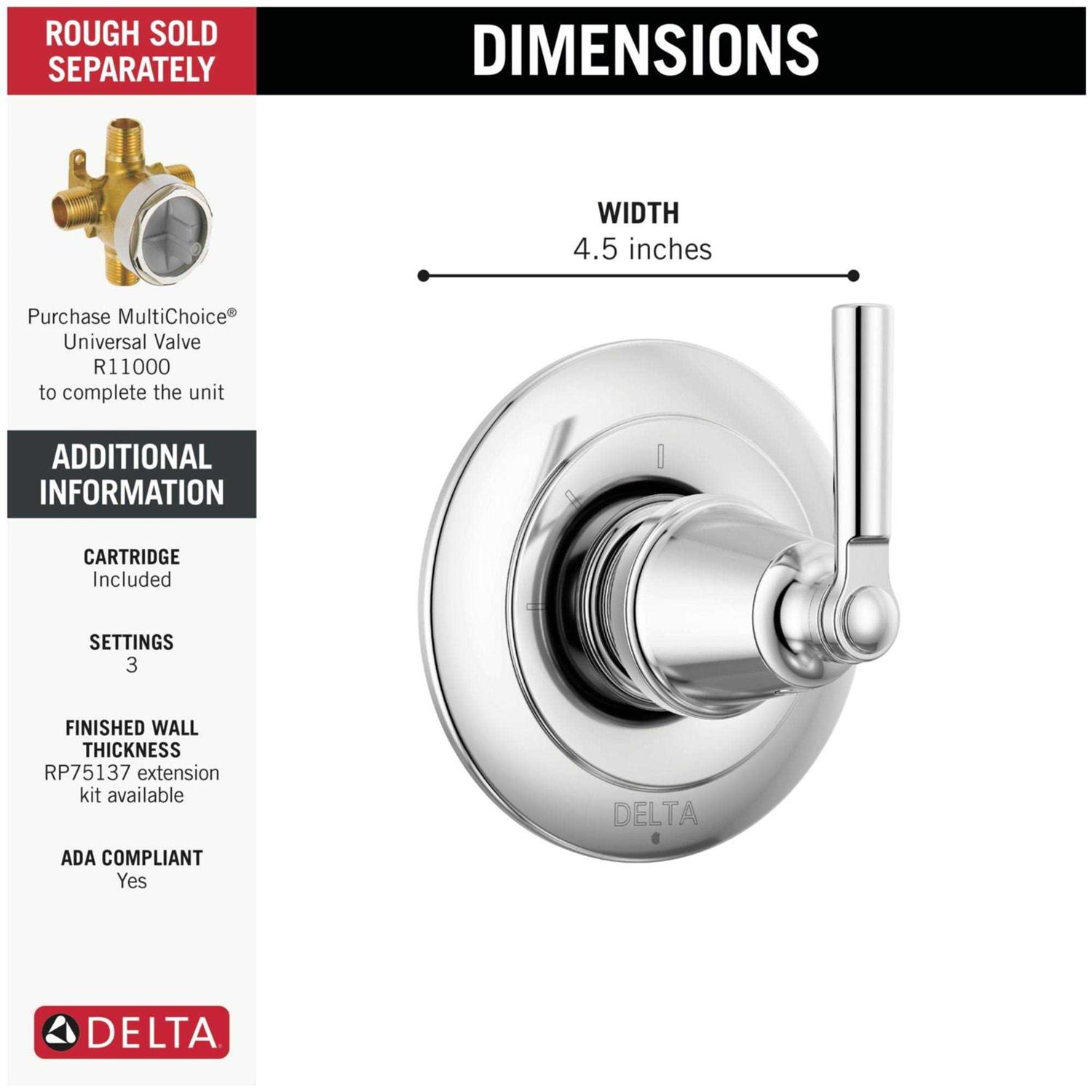 Delta Saylor 3-Setting 2-Port Diverter Trim - Cheap Fitting