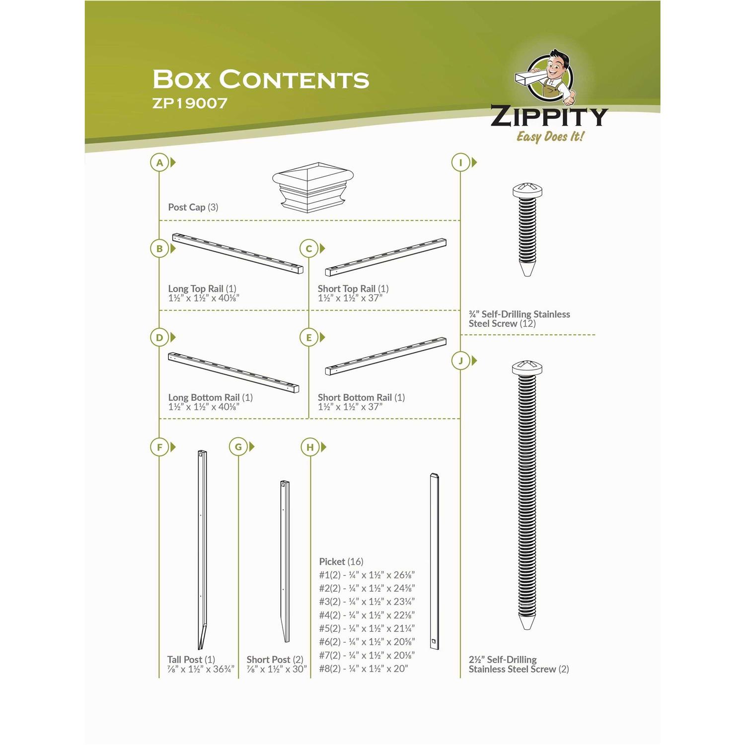 Zippity Outdoor Products No-Dig Ashley Corner White Picket Accent Panel Kit - Cheap Fitting