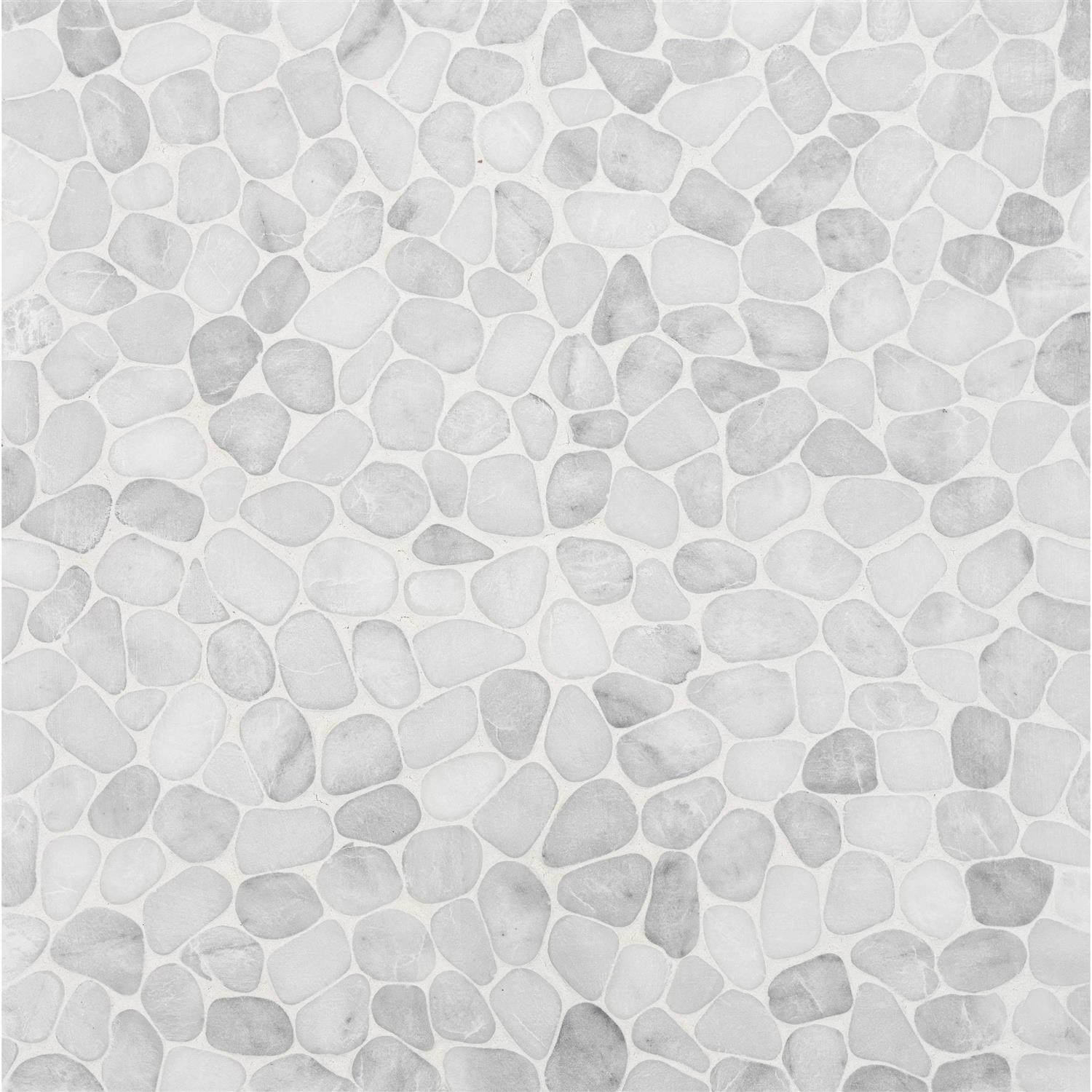 Satori Shoreside Bianco Marble 12-in x 12-in Honed Natural Stone Marble Pebble Stone Look Floor and Wall Tile 1001-0137-1 - Cheap Fitting
