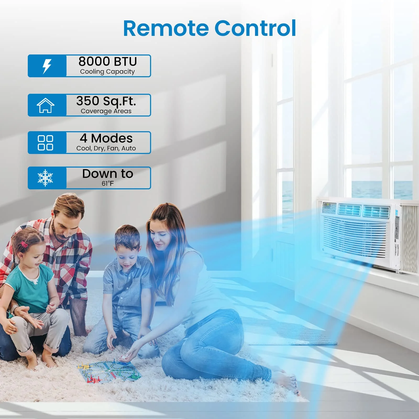 Towallmark 8,000 BTU Smart Window Air Conditioner - Cool up to 350 Sq. Ft. with Remote Control and WiFi, Energy Saving, Quiet, Dehumidification, Cooling only, White - Cheap Fitting