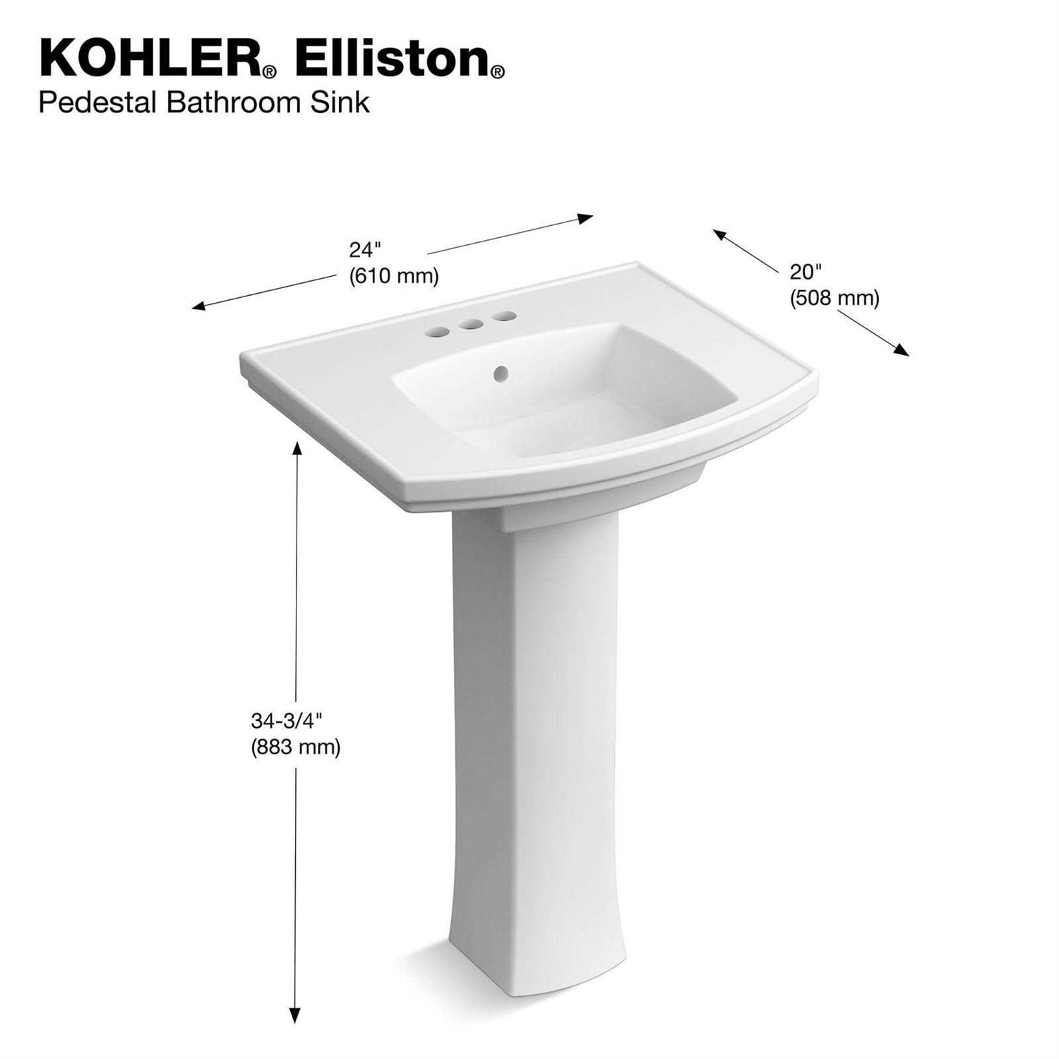 Kohler Elliston White Vitreous China Traditional Pedestal Sink Top - Cheap Fitting