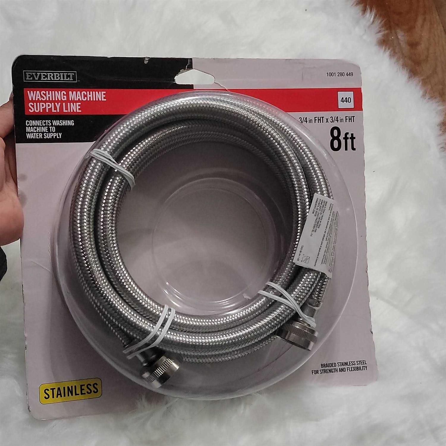 Everbilt 3/4 in. FHT x 3/4 in. FHT x 96 in. Stainless Steel Washing Machine Supply Line - Cheap Fitting