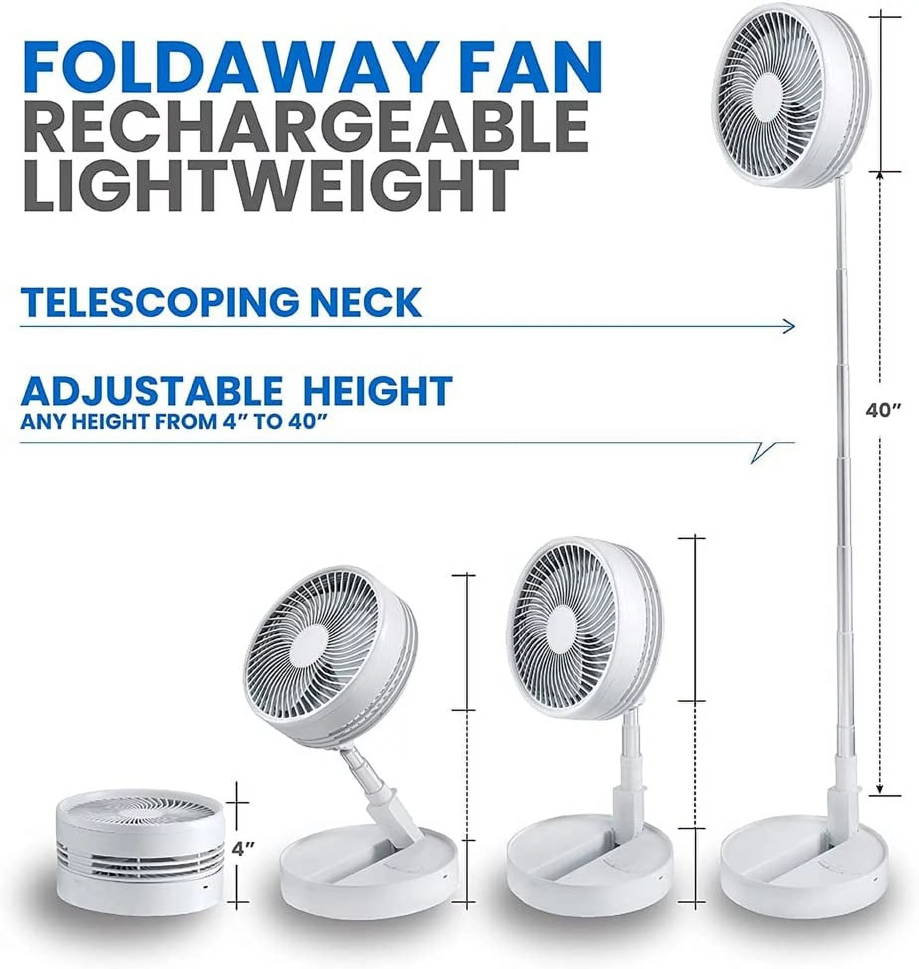 My Foldaway Fan 2in1 Floor and Table Fan  Foldable and Portable Rechargeable Fan Up to 40 in. New - Cheap Fitting