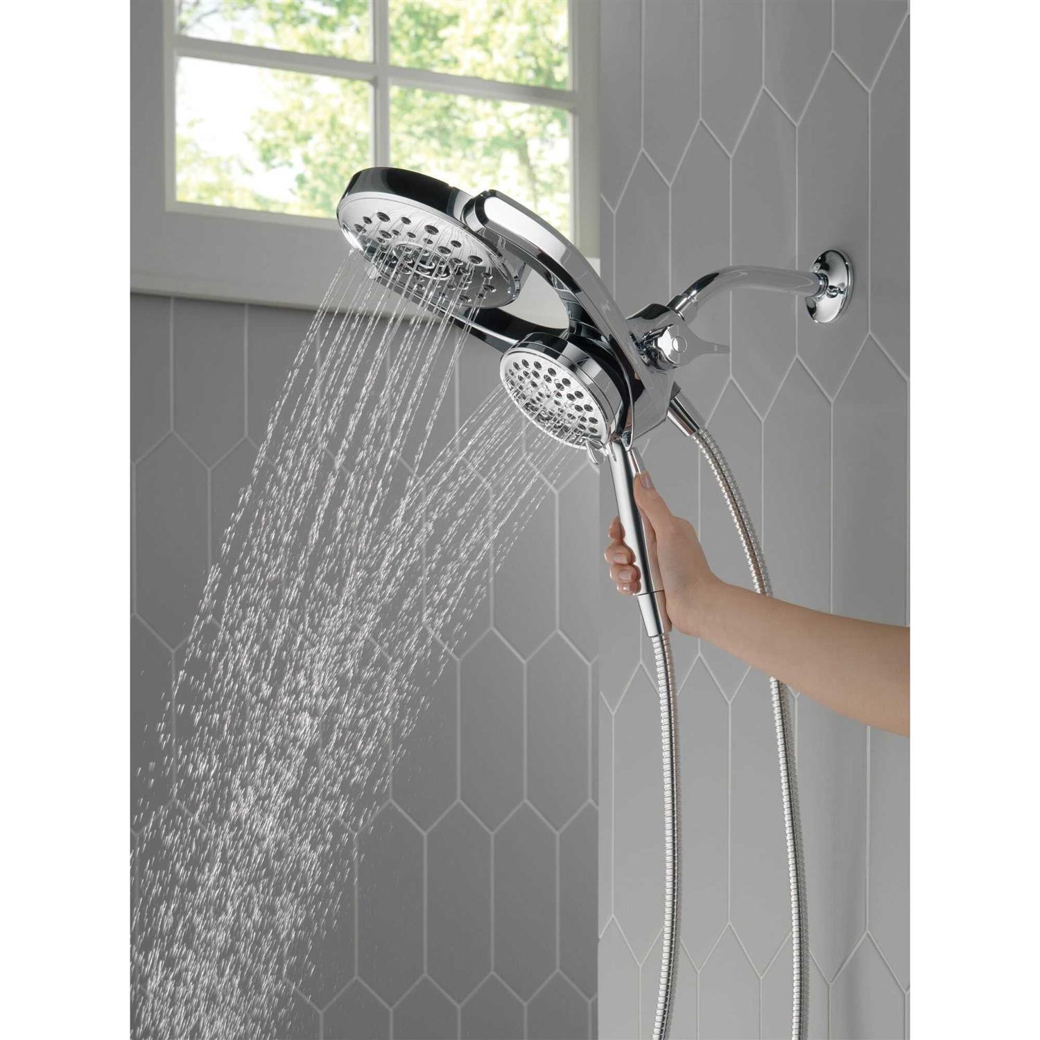Delta Universal Showering Components Chrome 4-Spray Dual Shower Head 1.75-GPM 6.6-LPM Rubber 75698 - Cheap Fitting
