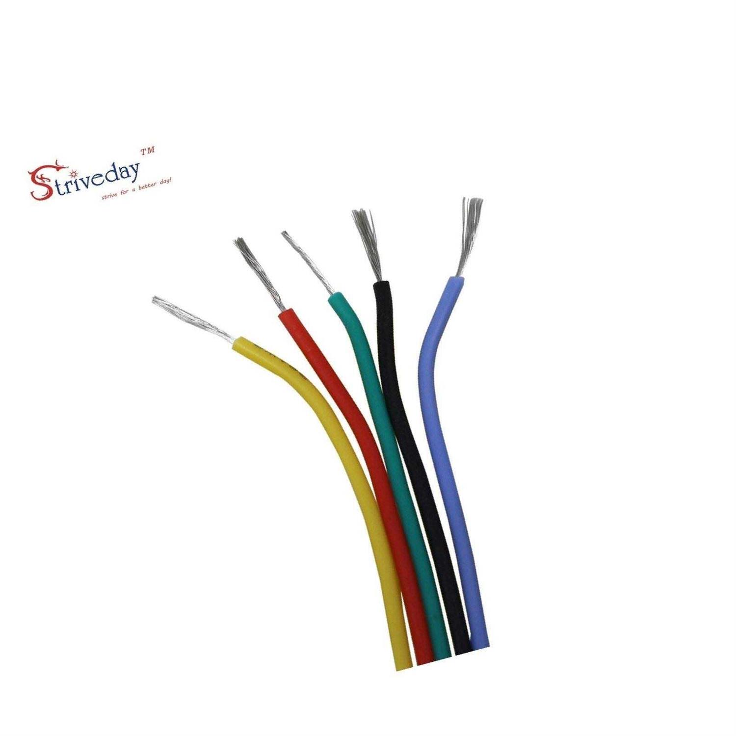 Pekky striveday 30 awg flexible silicone wire electric wire 30 gauge coper hook up wire 300v cables electronic stranded wire cable el - Cheap Fitting