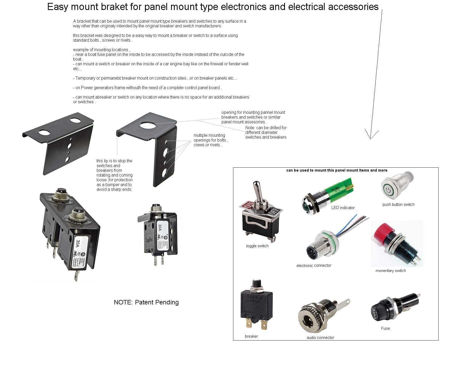 Elephant Cases Bracket for Panel Mount Electrical Components Like Push Button Circuit Breaker, Toggle Switch, Led Indicator Panel Mount Connector, Fuse and More - Cheap Fitting