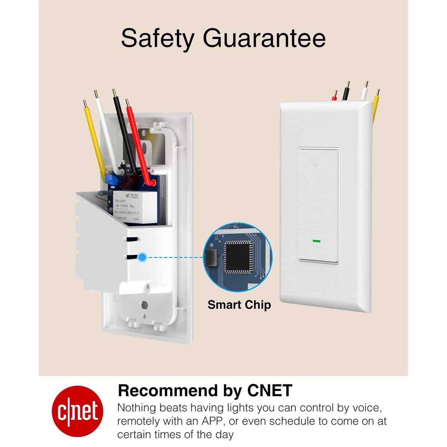 GHome Smart Switch,Smart Wi-Fi Light Switch Compatible with Alexa and Google Assistant 2.4Ghz - Cheap Fitting