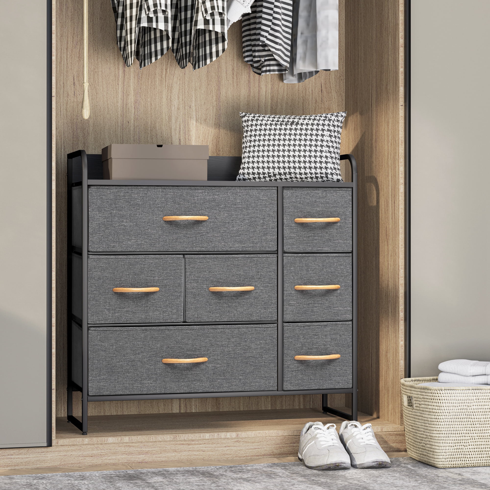 Cloud Fly 7 Drawers Dresser Storage Vertical Tower Brown - Cheap Fitting