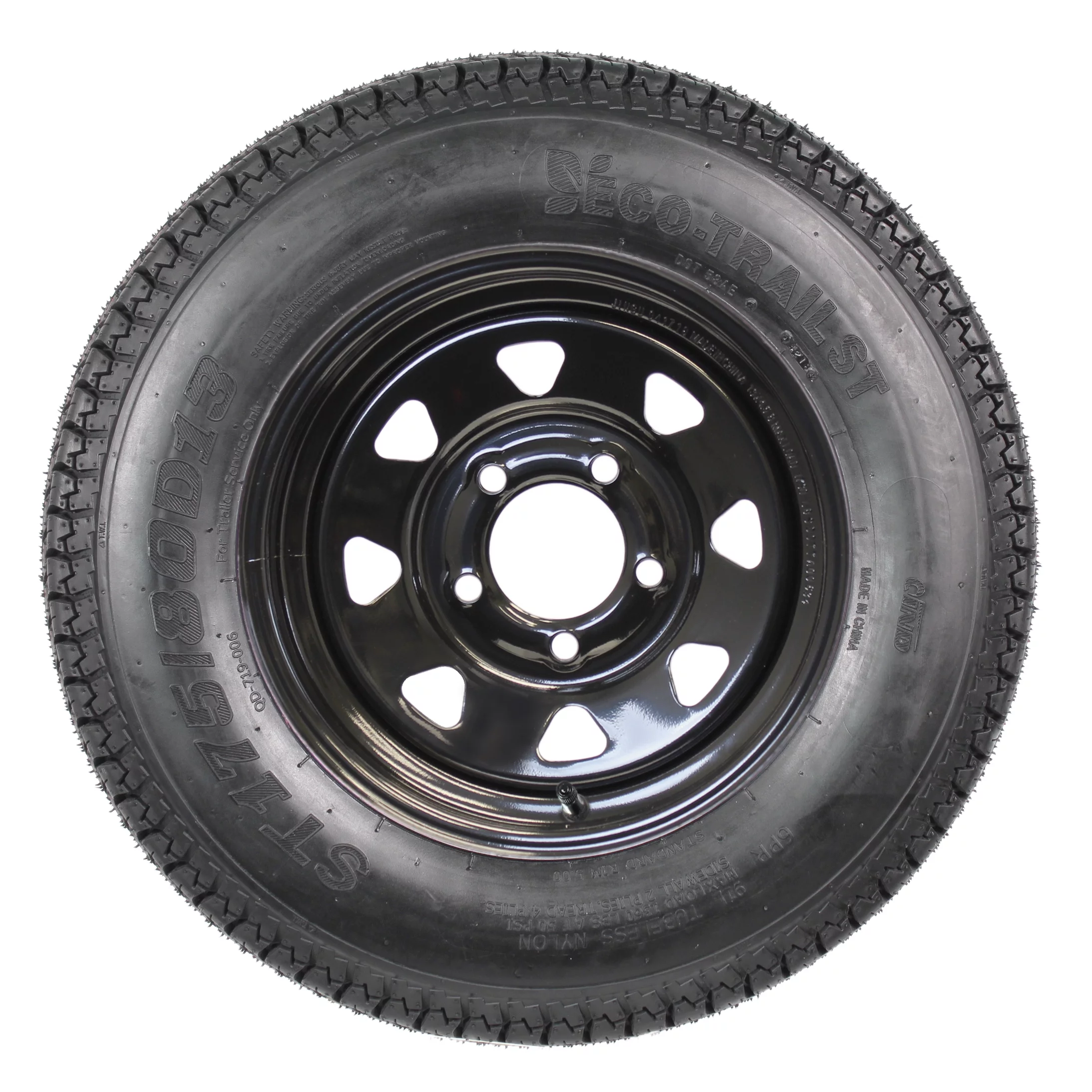 2-Pk Mounted Trailer Tire Black Spoke Wheel Rim ST175/80D13 C 175/80D13 13 5-4.5 - Cheap Fitting